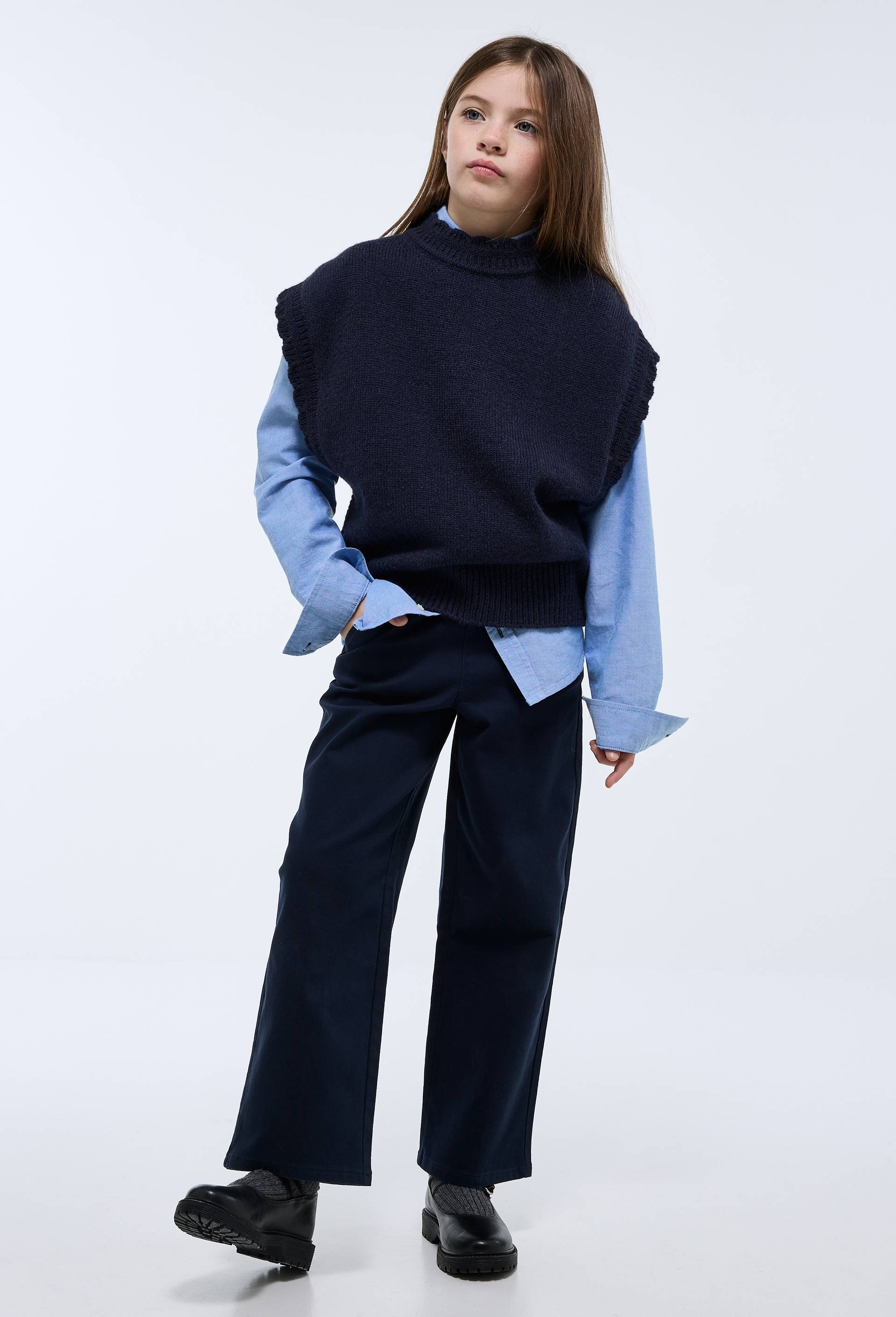 Pantalon taille &eacute;lastiqu&eacute;e contient du coton, Bleu fonc&eacute;, large image number 0