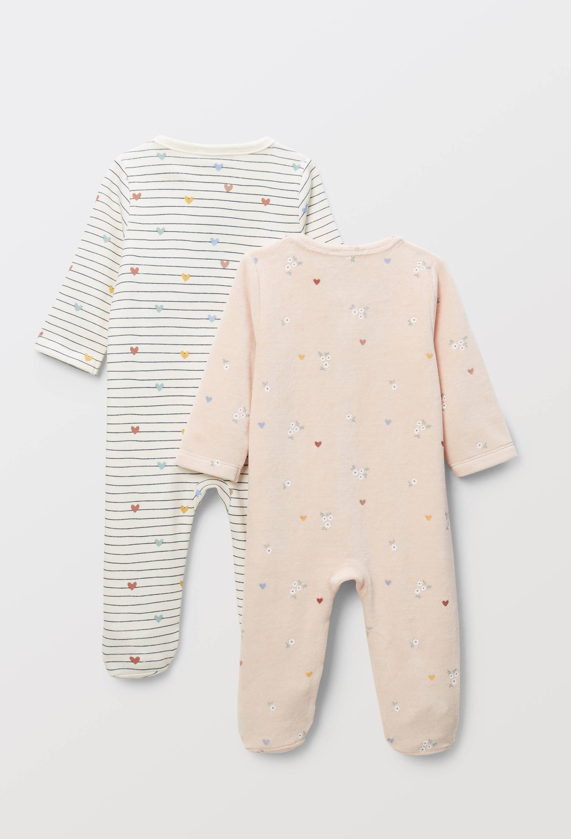 Lot de 2 dors-bien en velours et en molleton en coton BIO, Rose clair, large image number 1
