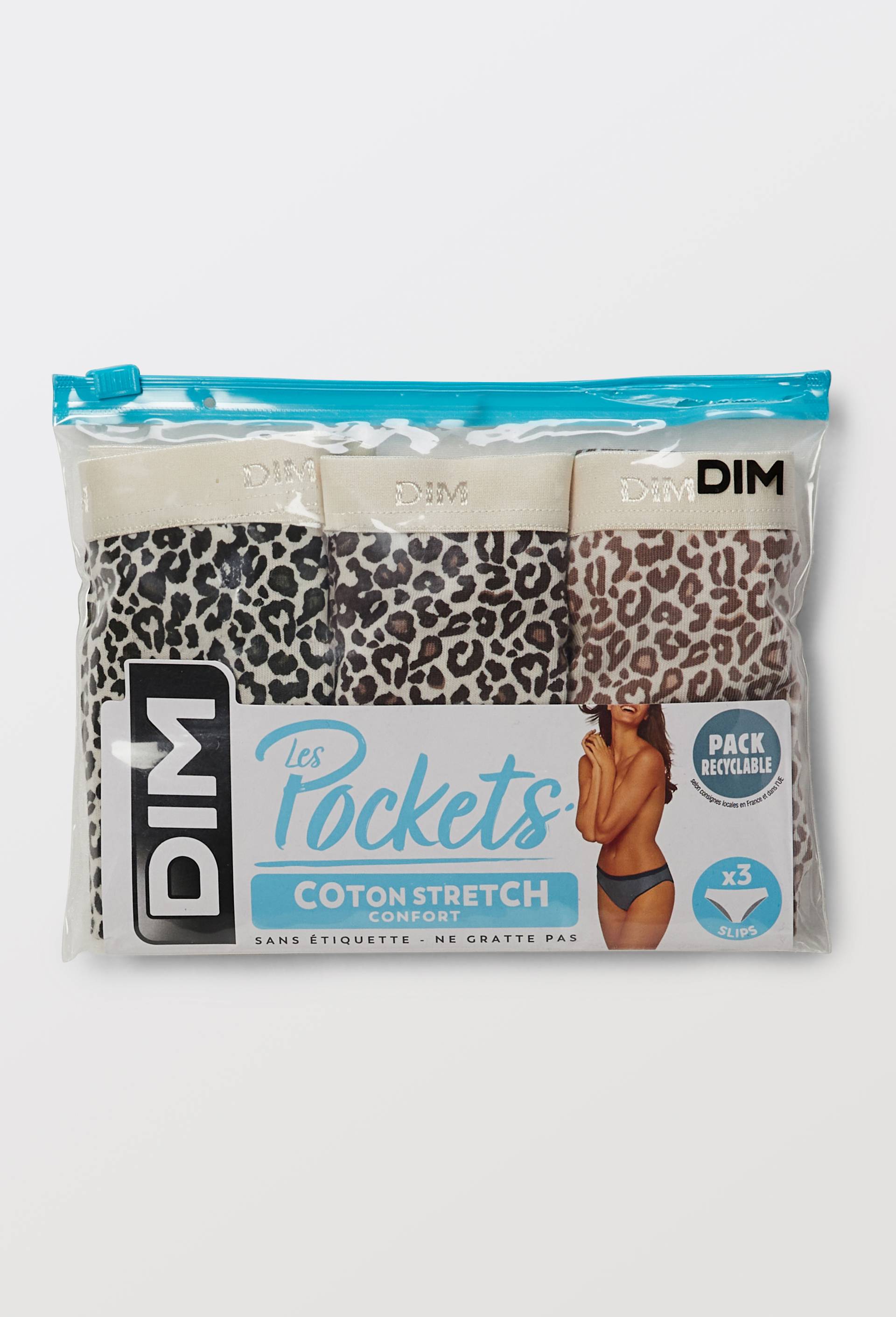 Lot de 3 slips fantaisie en coton POCKET DIM, Brun clair, large image number 3