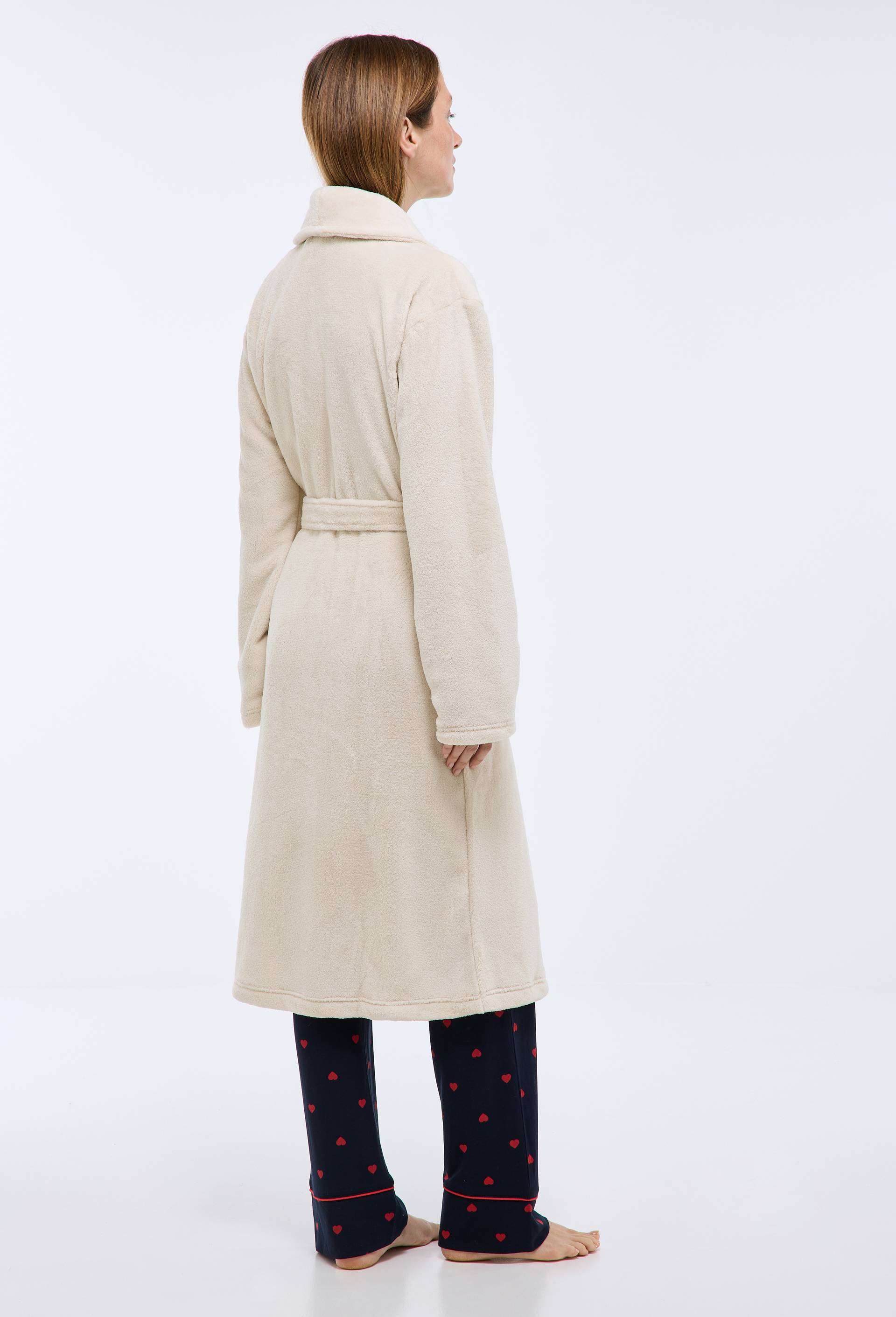 Peignoir long uni en polaire, Beige, large image number 1