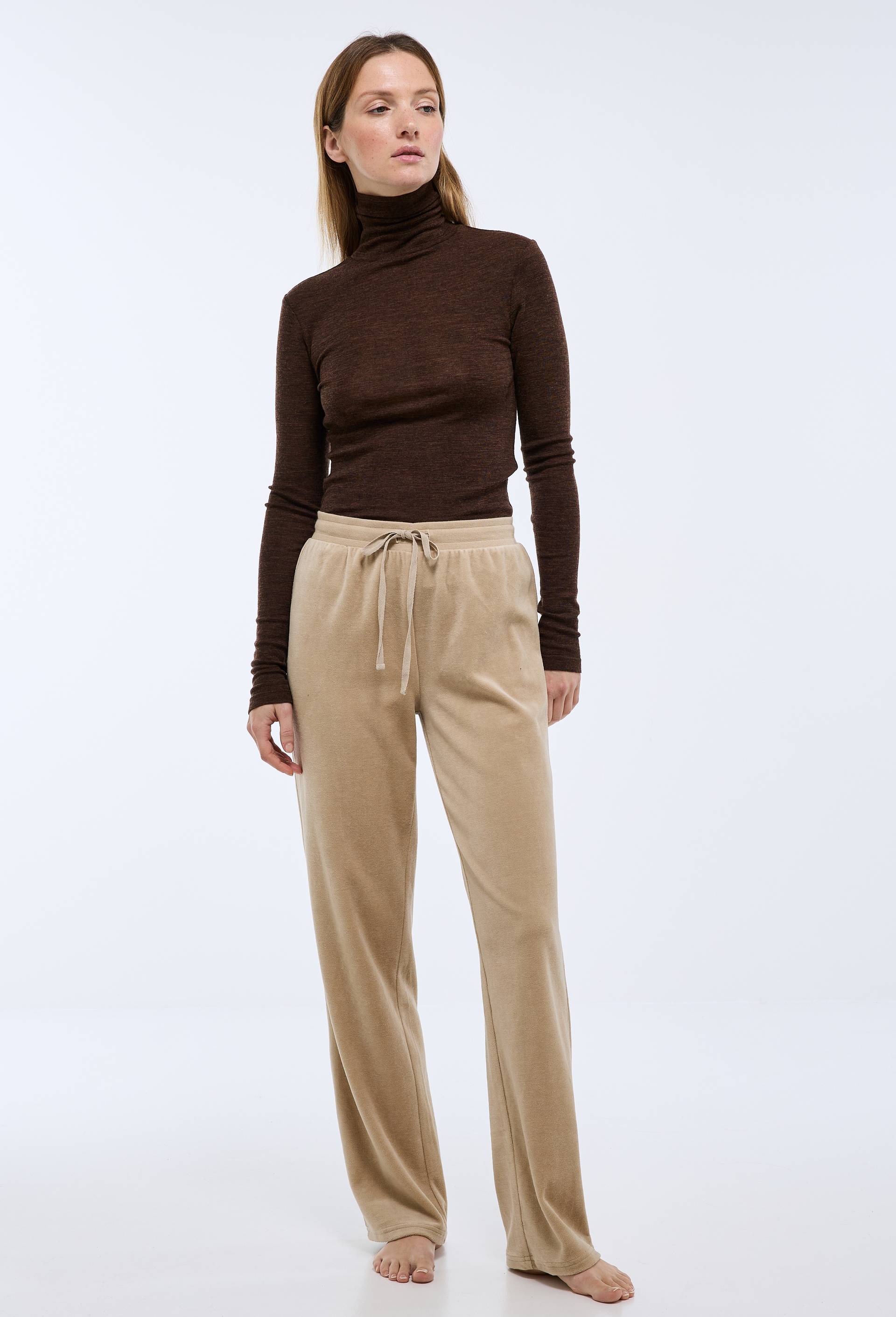 Pantalon droit en velours, Beige, large image number 0