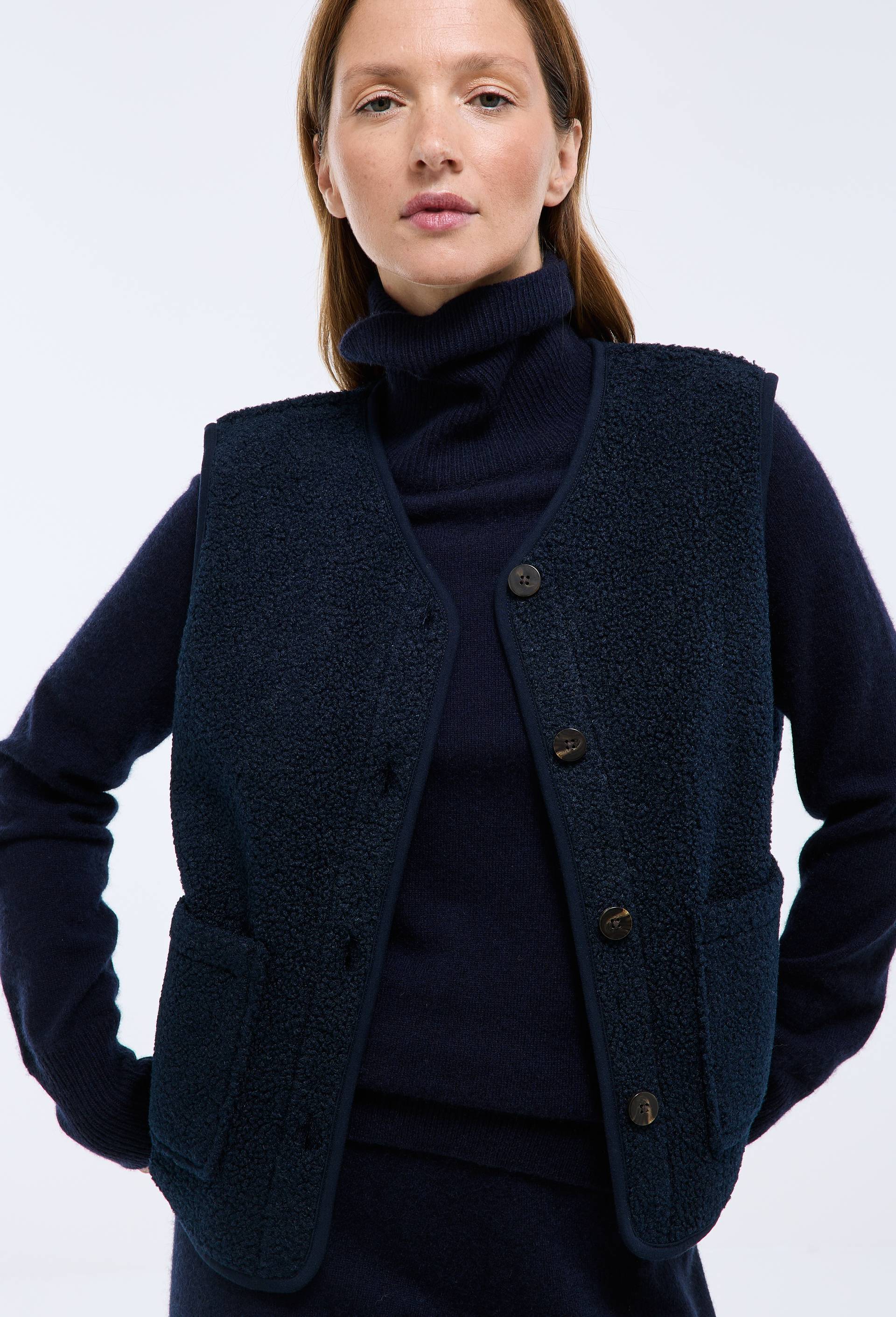 Veste Sherpa Sans Manche Camel