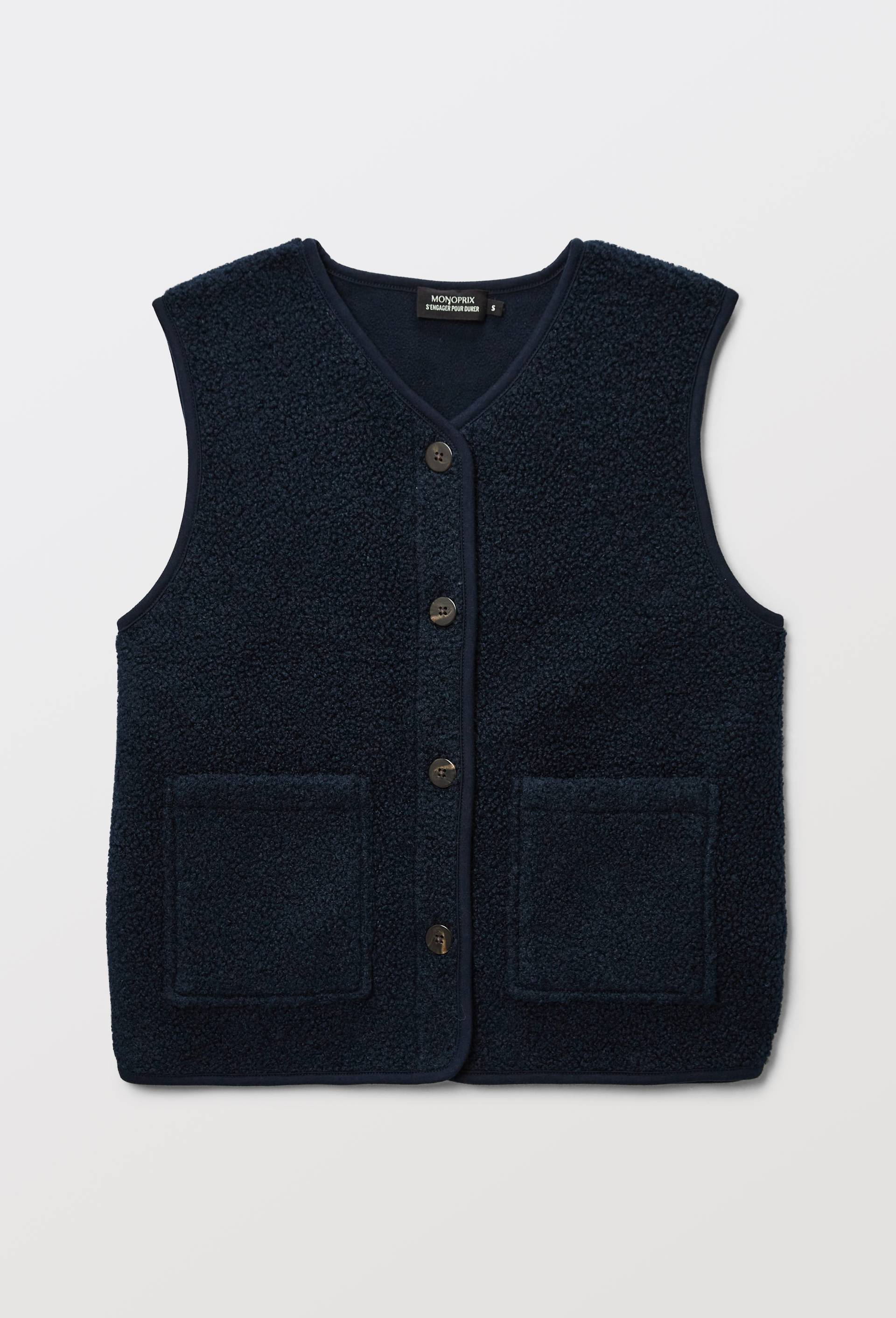 Veste sans manche en sherpa, Bleu fonc&eacute;, large image number 2