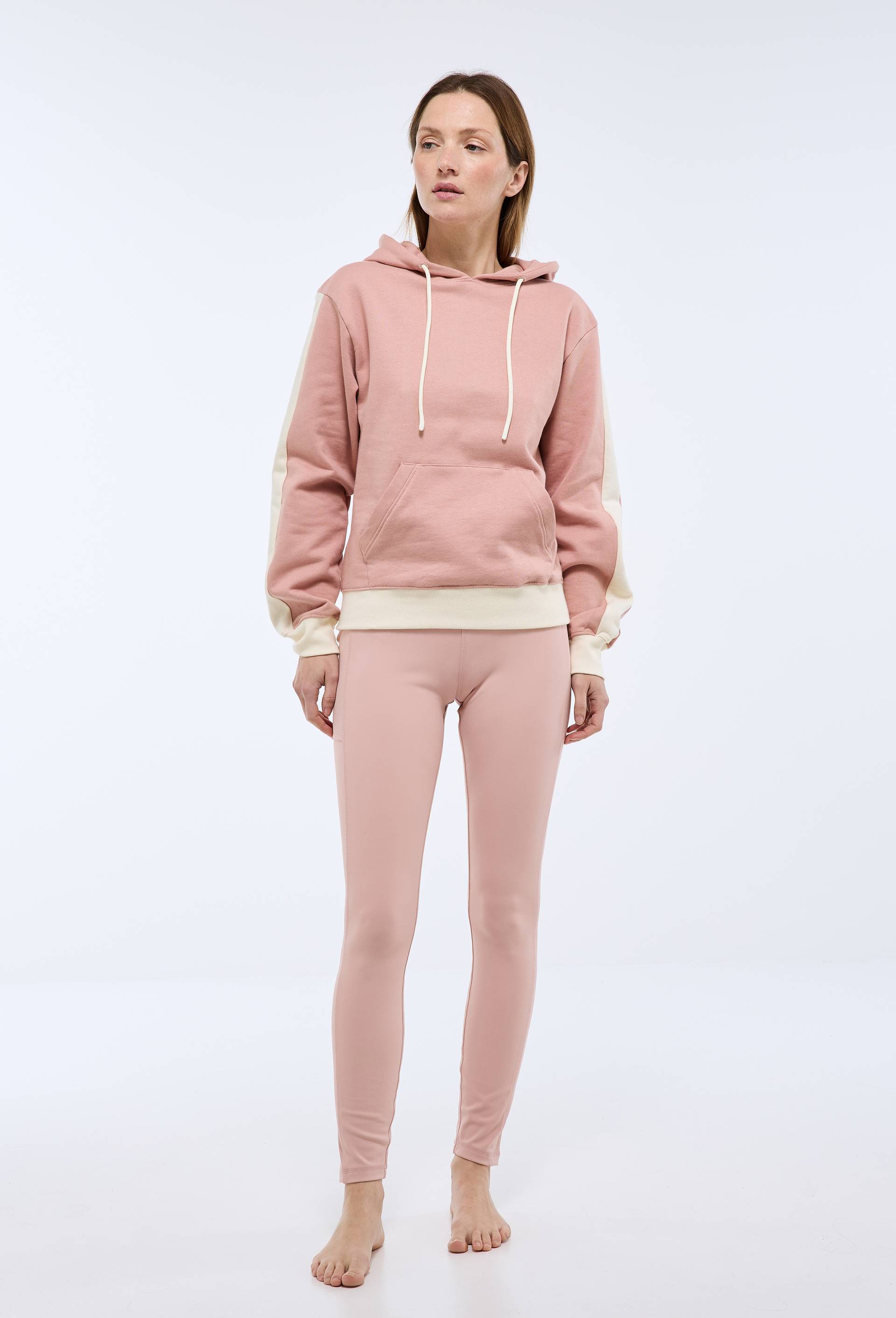 Legging de sport effet peau de p&ecirc;che avec poches, Rose, large image number 0