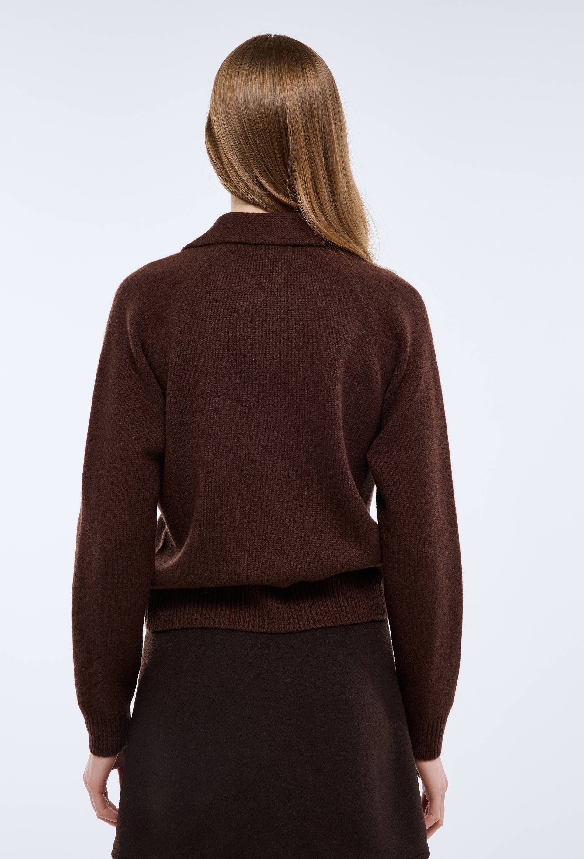 Cardigan en laine avec col, Brun fonc&eacute;, large image number 1.0