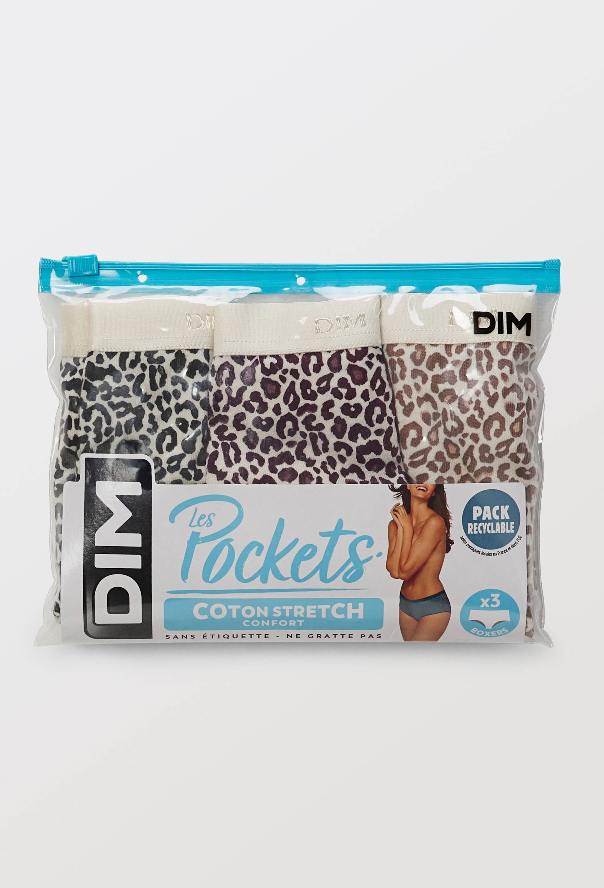 Lot de 3 slips fantaisie en coton POCKET DIM, Brun clair, large image number 3.0
