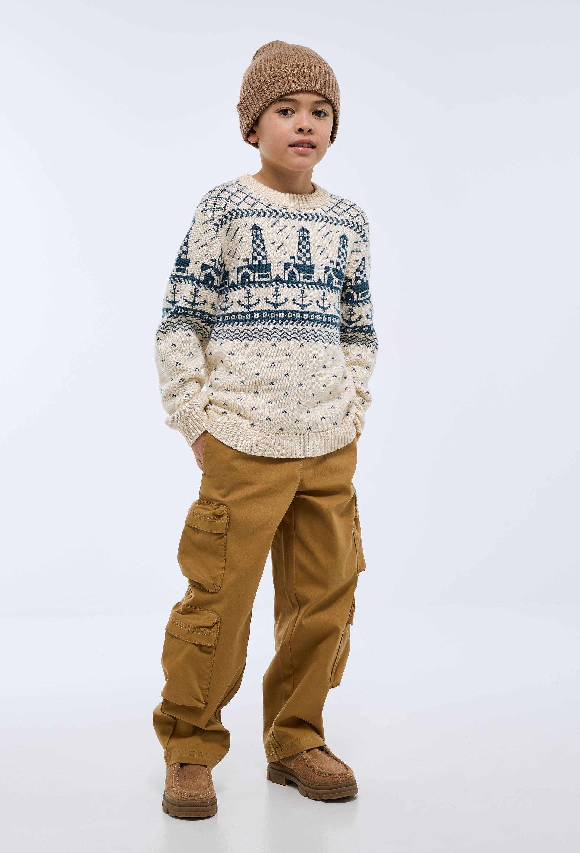 Pantalon cargo large, contenant du coton, Jaune fonc&eacute;, large image number 0