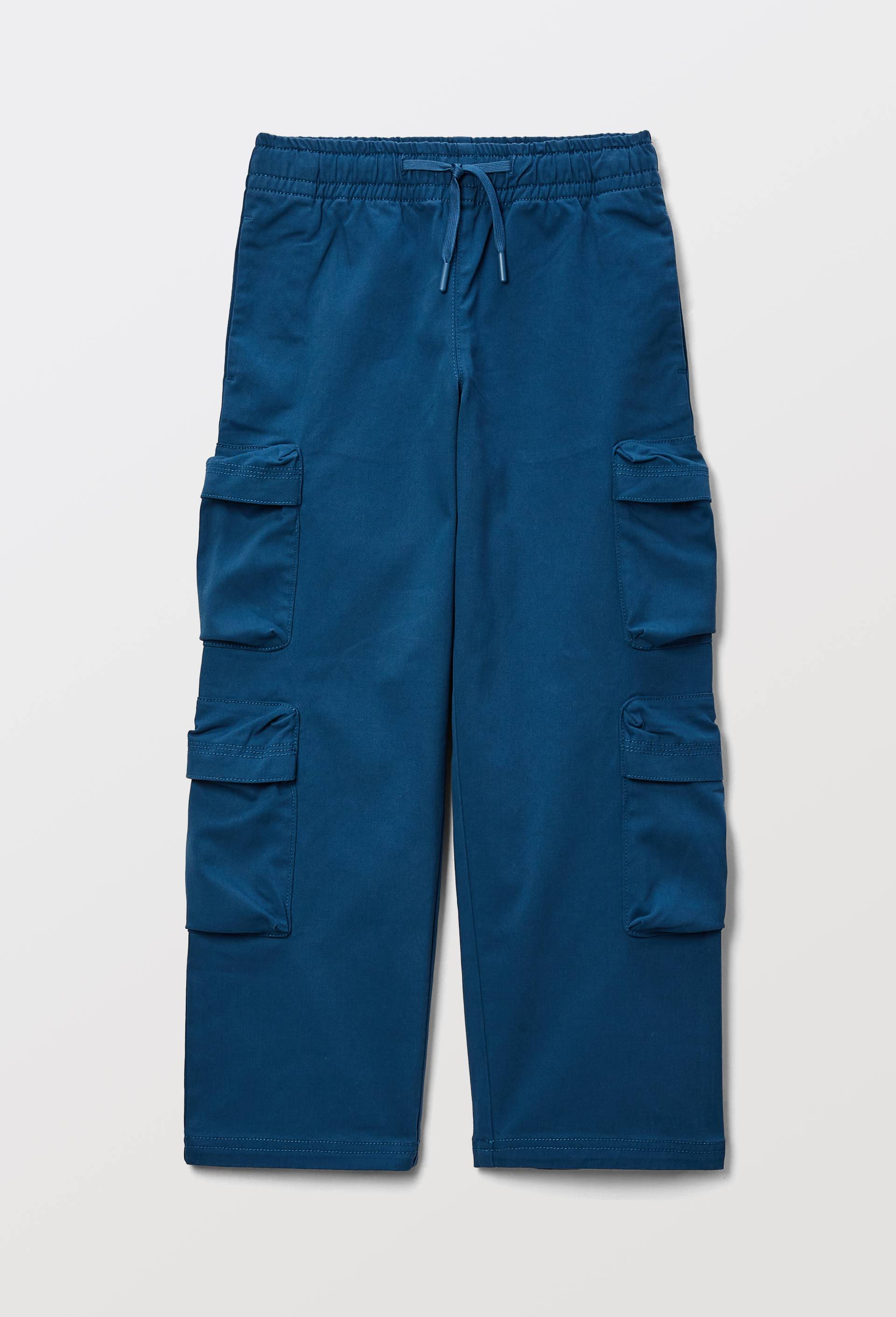 Pantalon cargo large, contenant du coton, Bleu, large image number 1