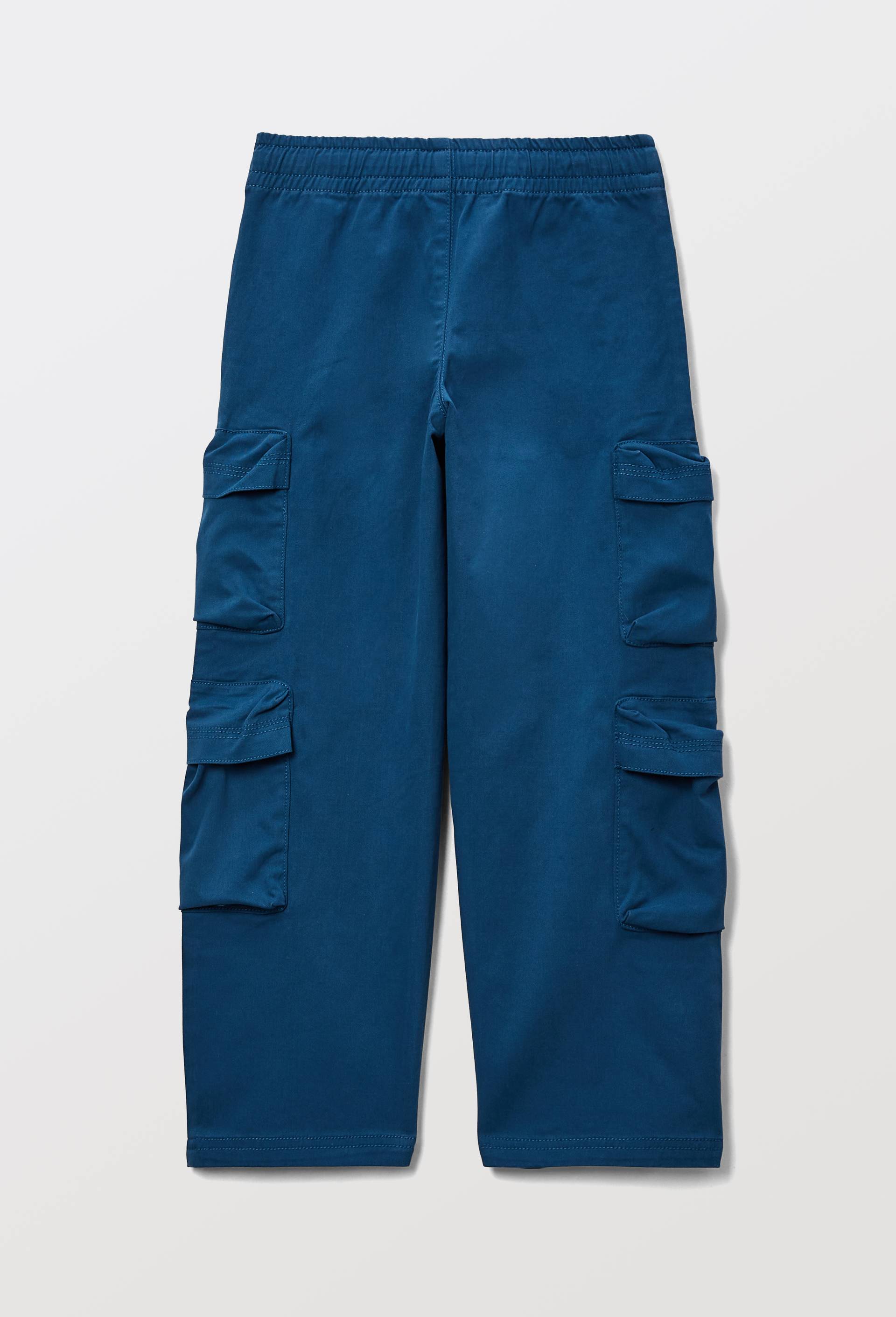 Pantalon cargo large, contenant du coton, Bleu, large image number 2