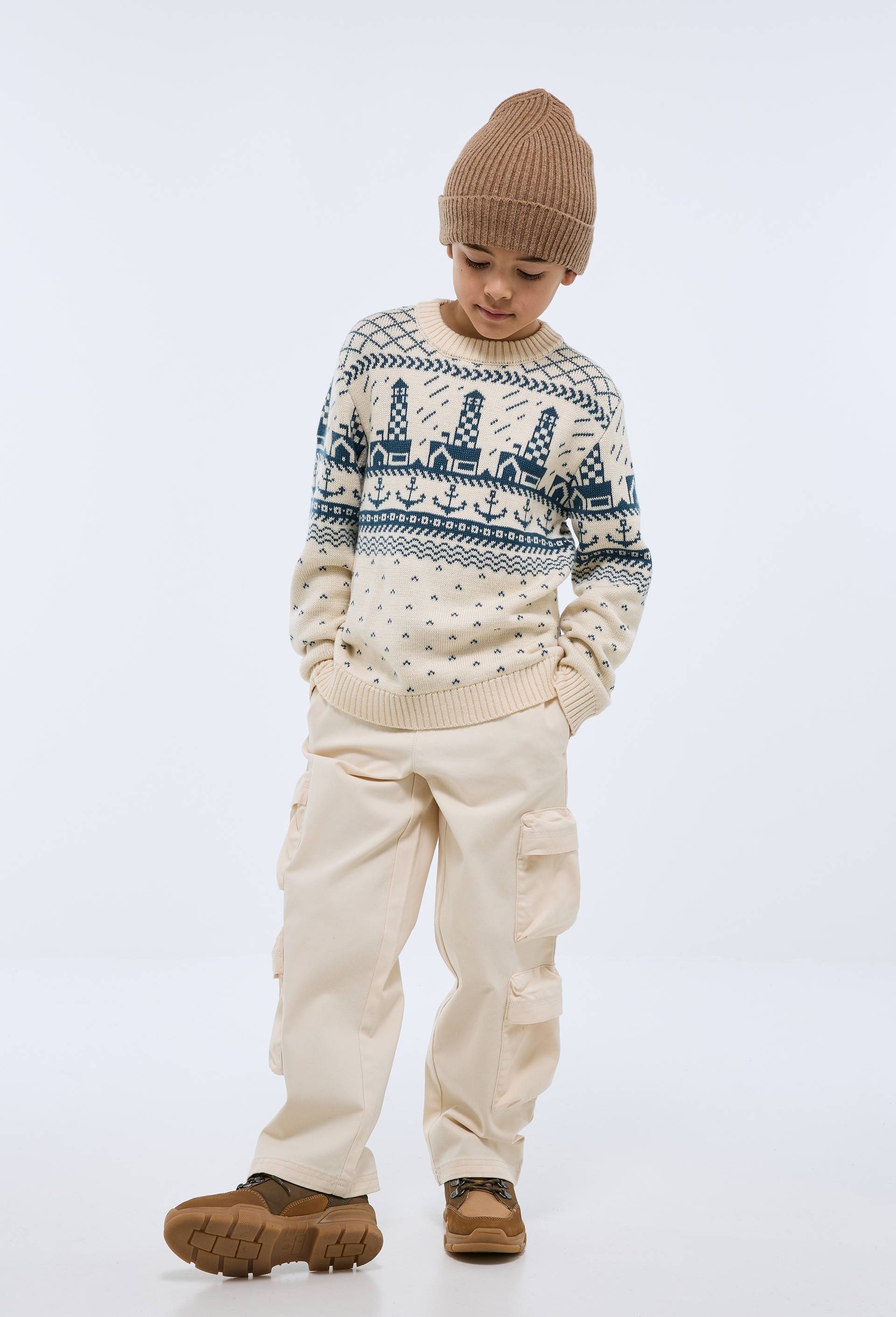 Pantalon cargo large, contenant du coton, Beige clair, large image number 2