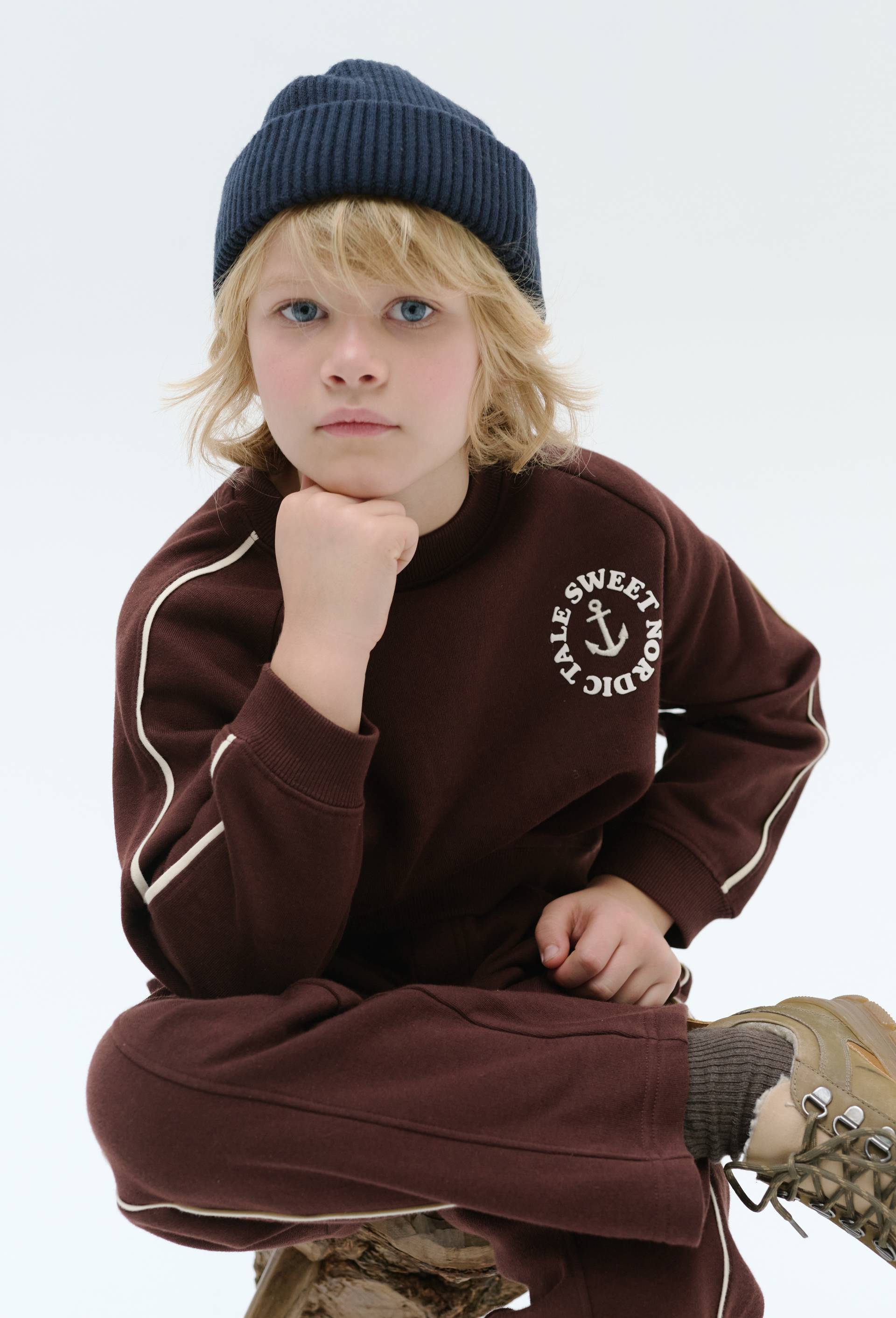 Sweat imprim&eacute; en coton BIO GOTS, Brun fonc&eacute;, large image number 0.0