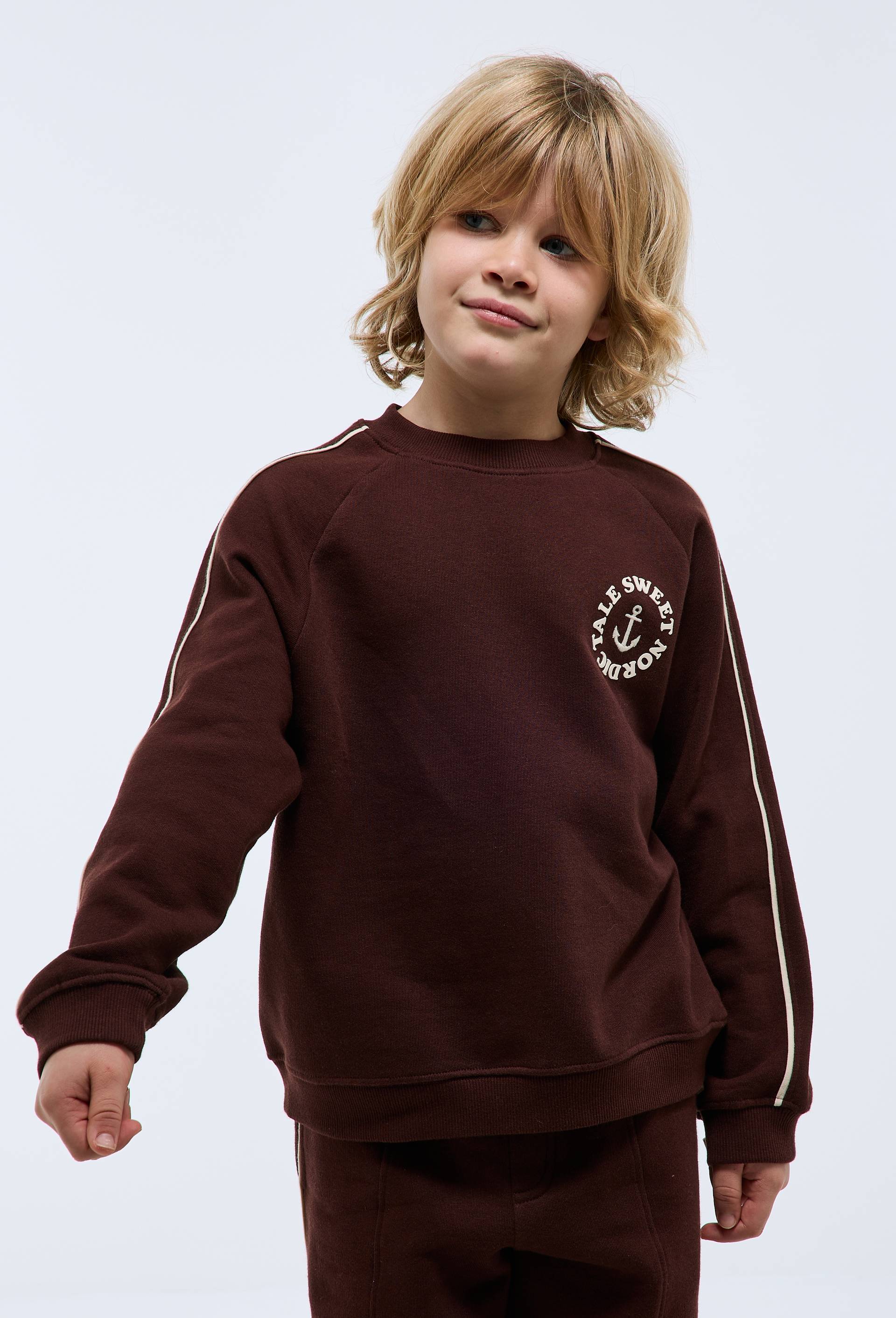 Sweat imprim&eacute; en coton BIO GOTS, Brun fonc&eacute;, large image number 1.0