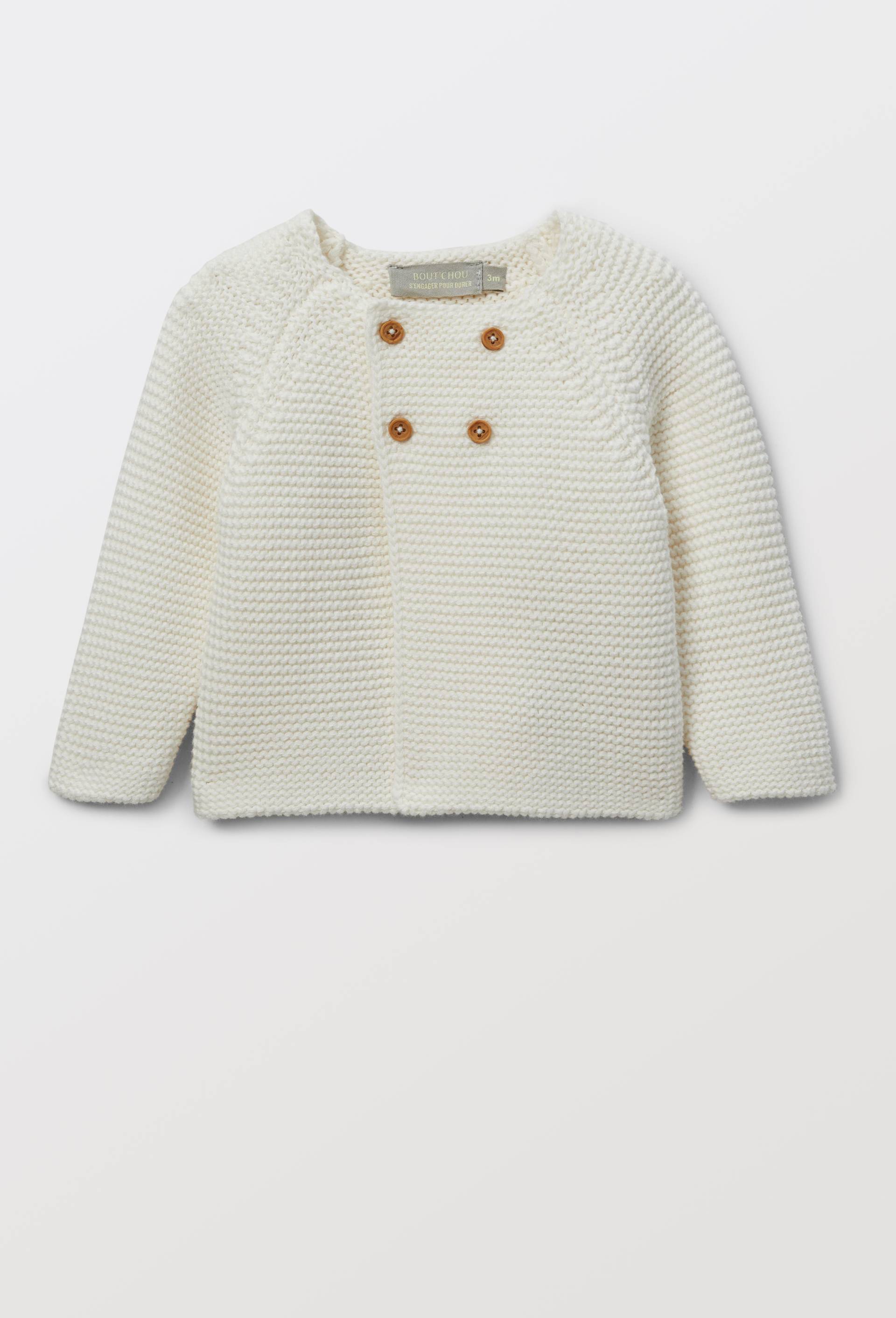 Cardigan uni en coton, Ecru, swatch image
