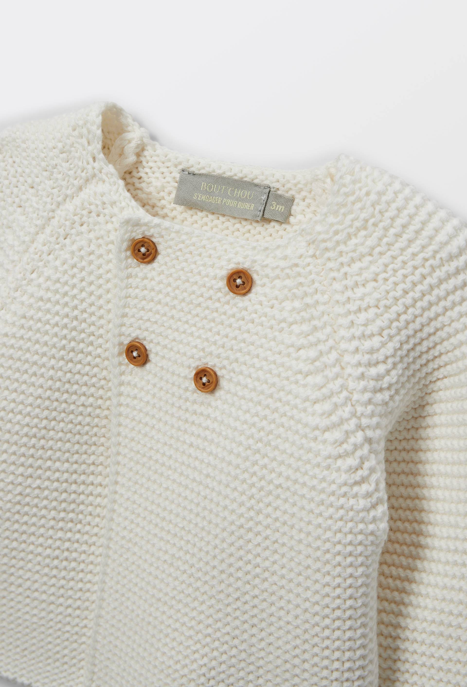Cardigan uni en coton, Ecru, large image number 2.0