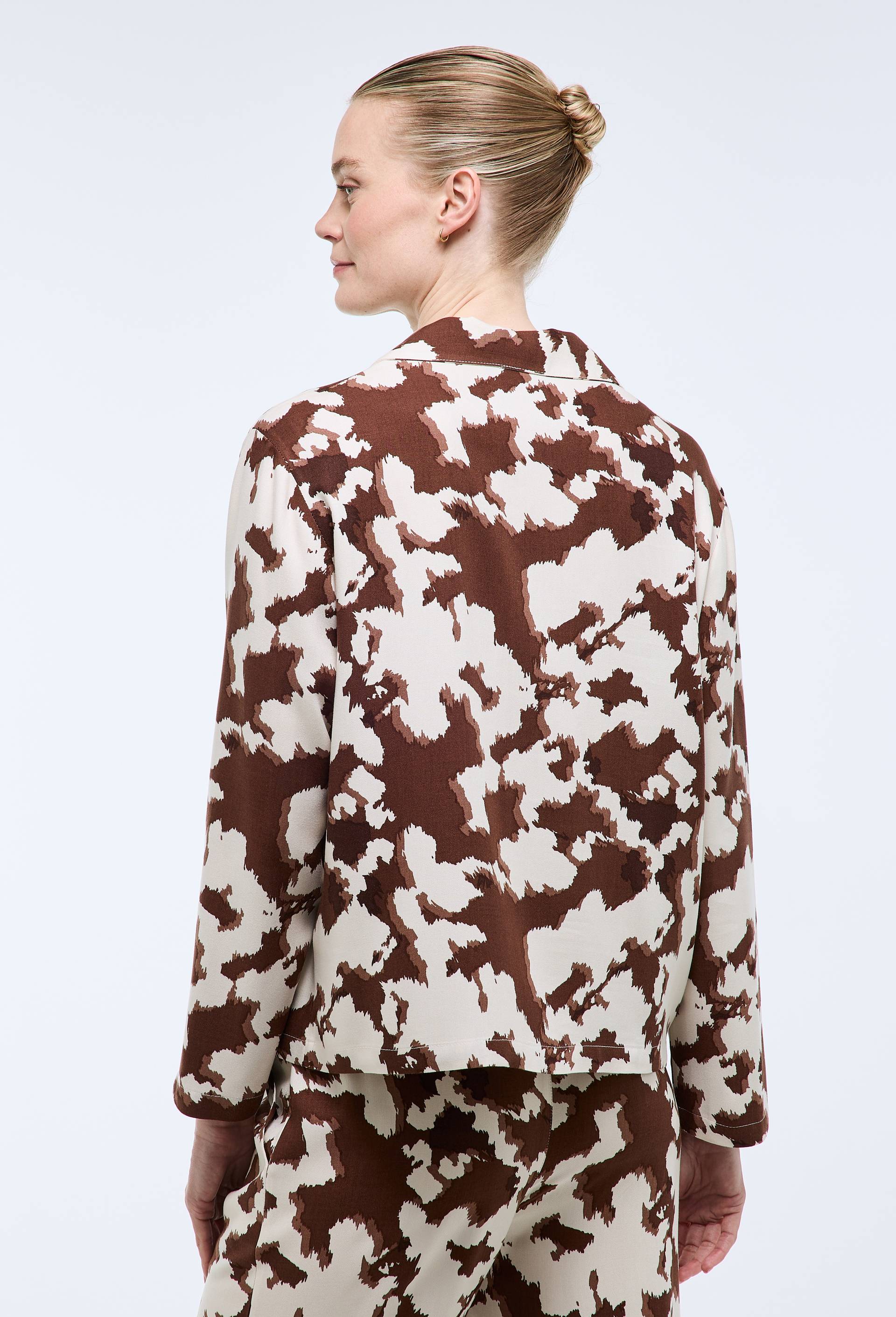 Chemise &agrave; manches longues imprim&eacute;e vache en viscose, Brun fonc&eacute;, large image number 1