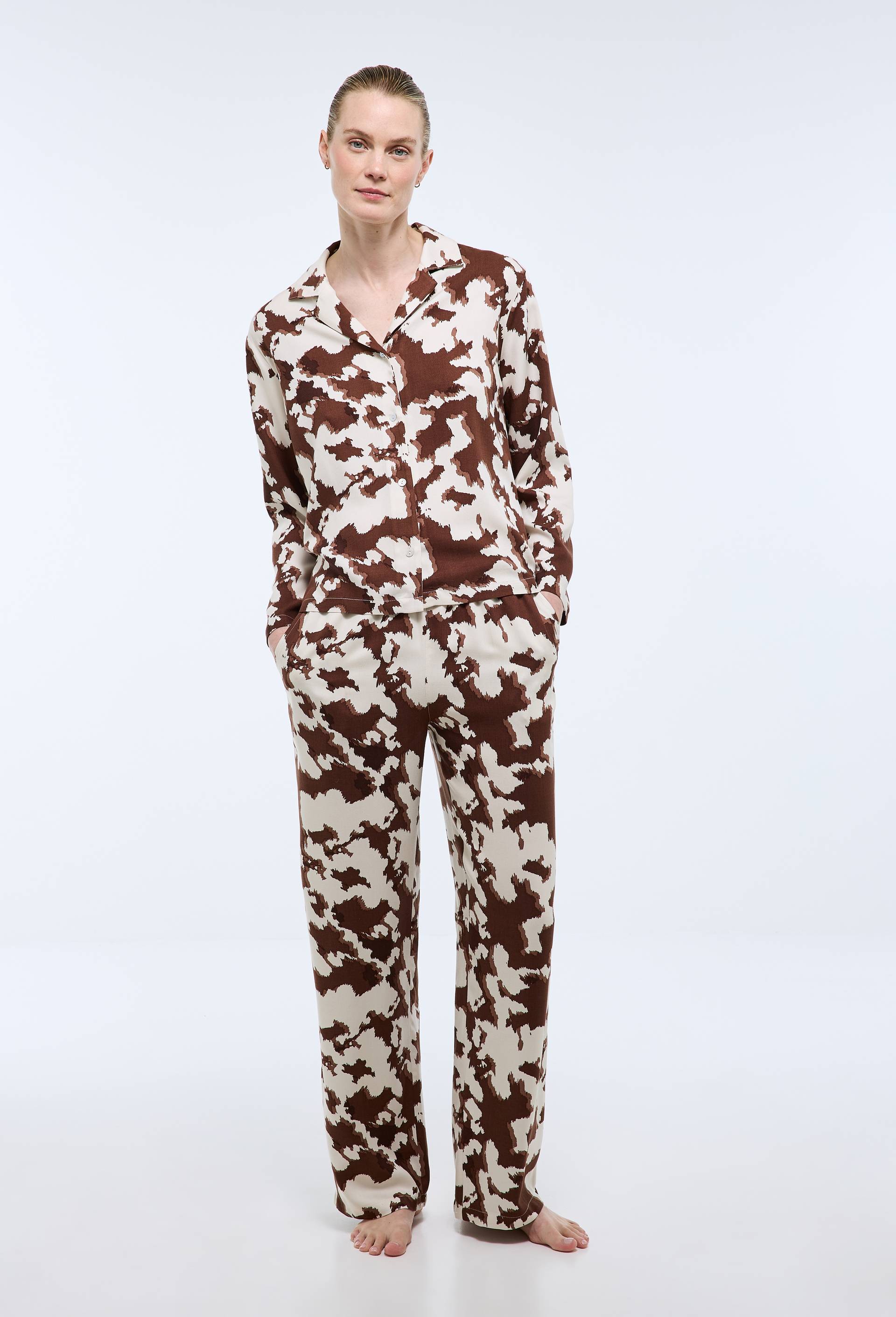 Pantalon imprim&eacute;e vache en viscose, Brun fonc&eacute;, large image number 1