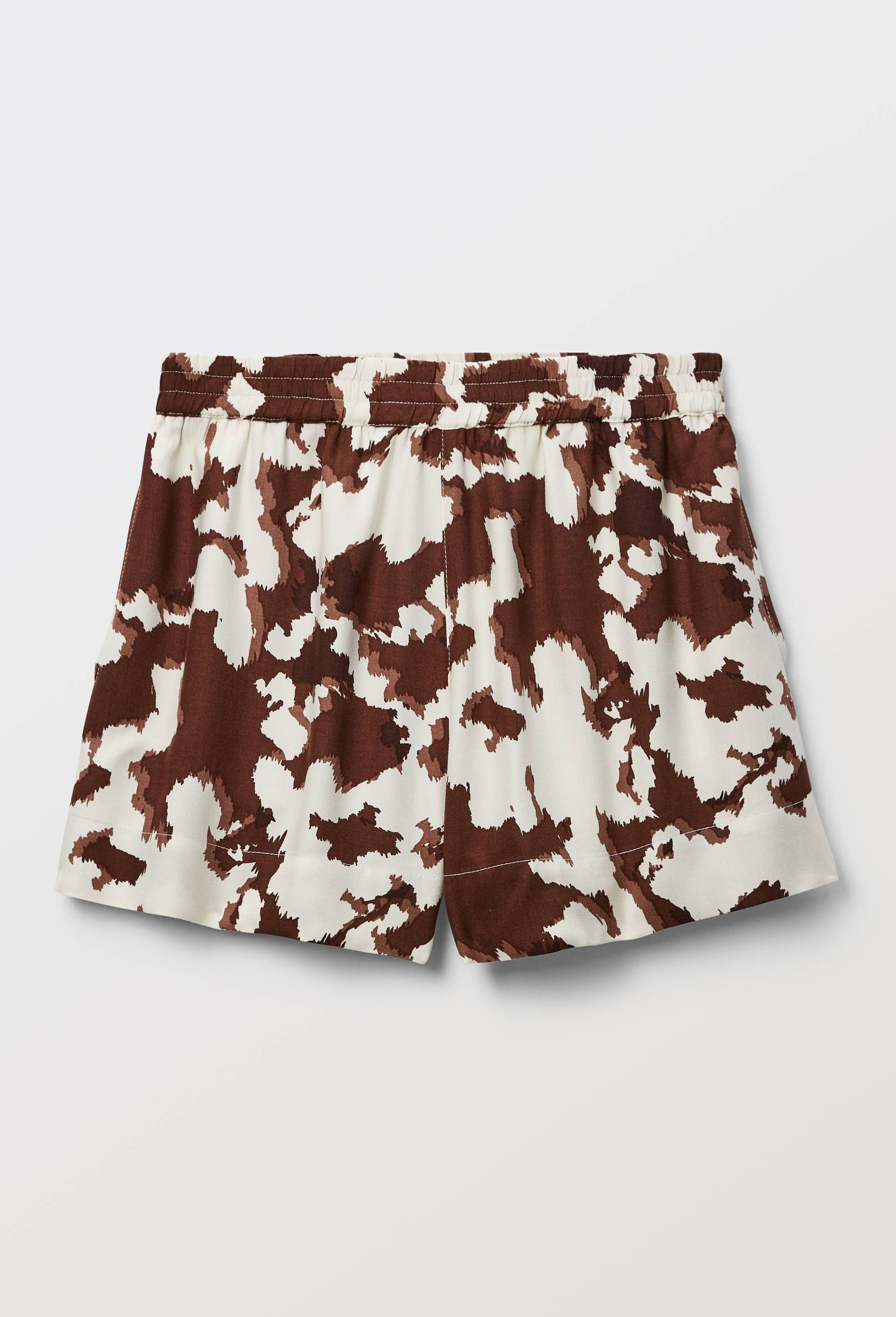 Short en viscose imprim&eacute;e vache, Brun fonc&eacute;, large image number 2.0