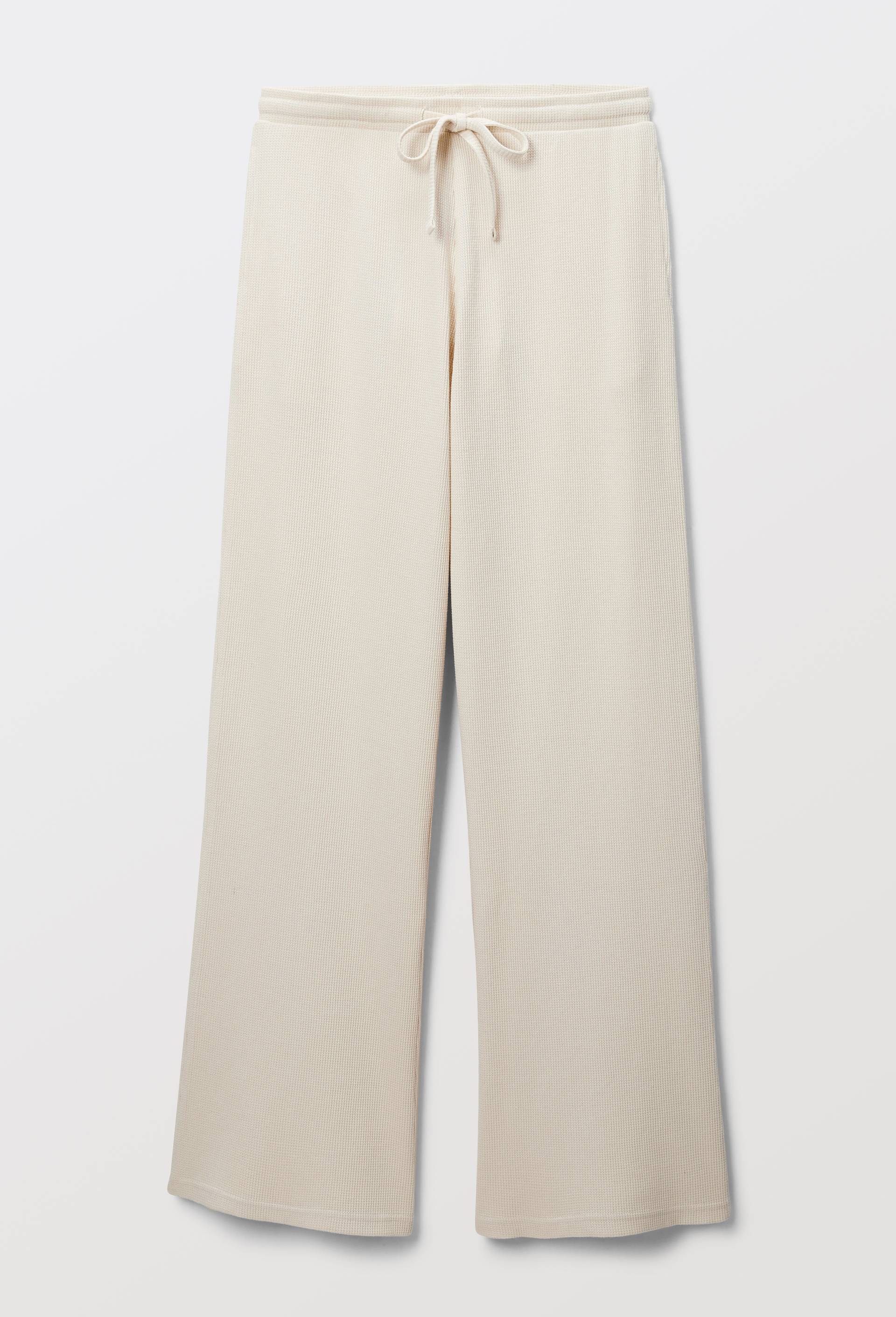 Pantalon uni en coton nid d'abeille, Ecru, large image number 2