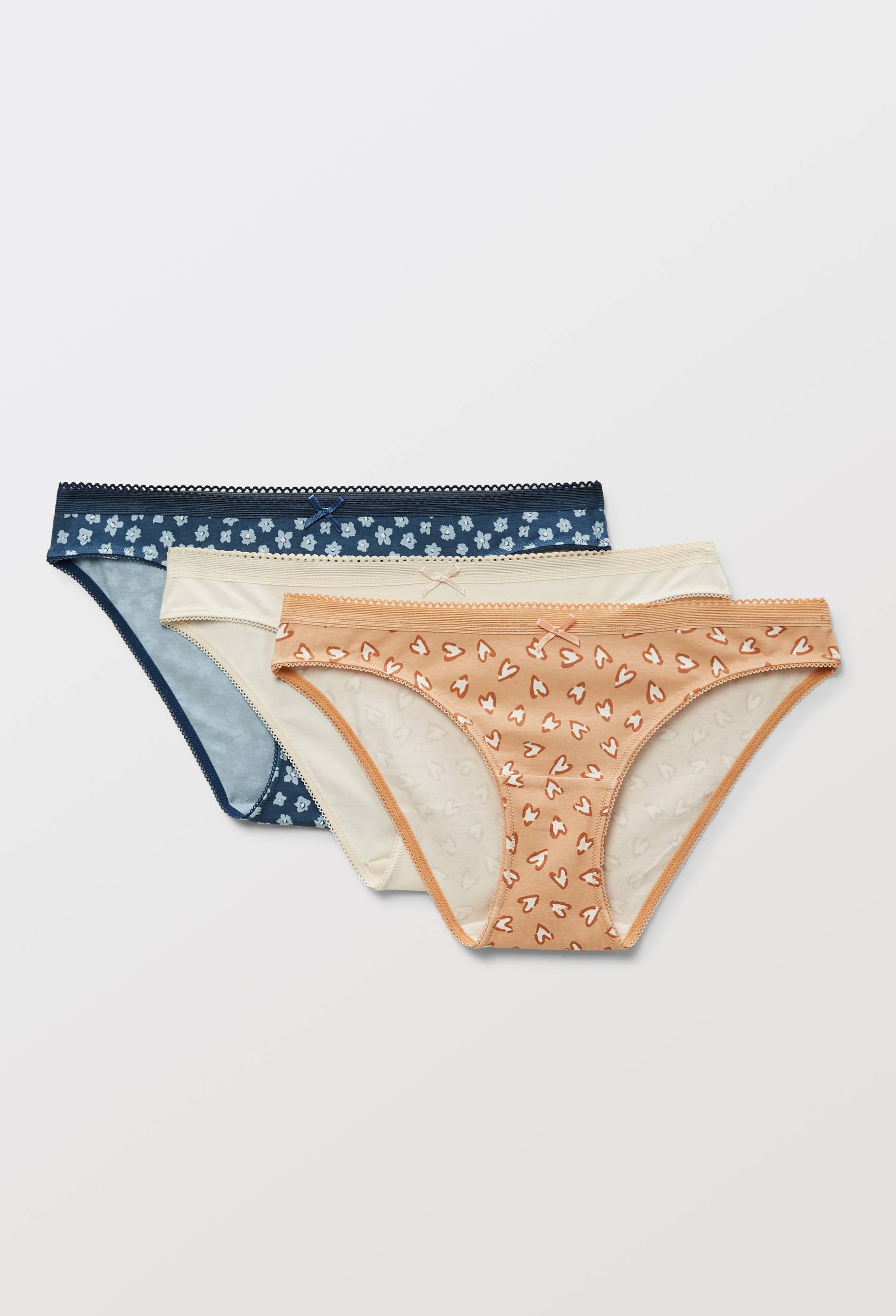 Lot de 3 culottes LEXIE en coton BIO GOTS, Orange clair, large image number 0