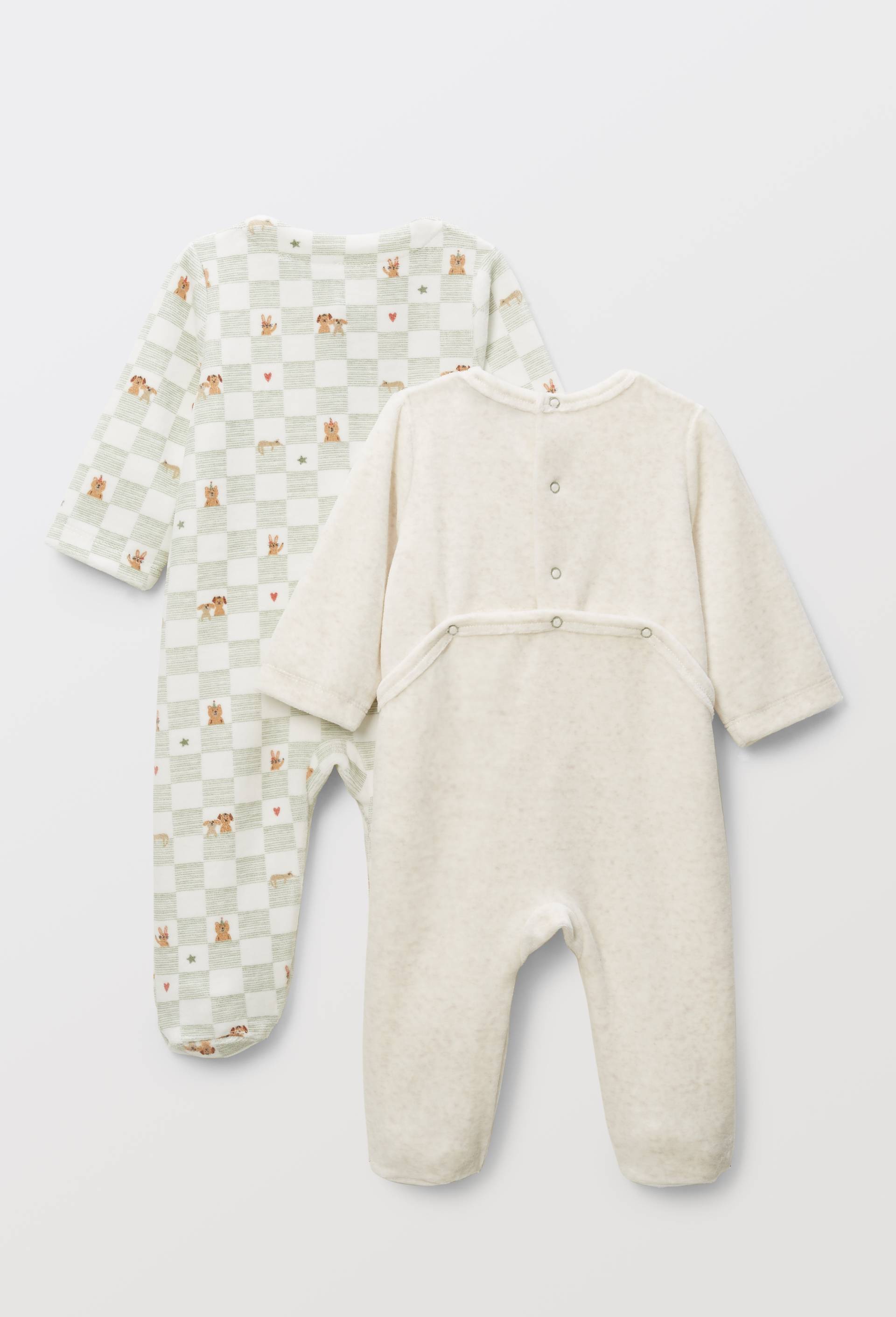 Lot de 2 dors-bien en velours en coton BIO GOTS, Ecru, large image number 1