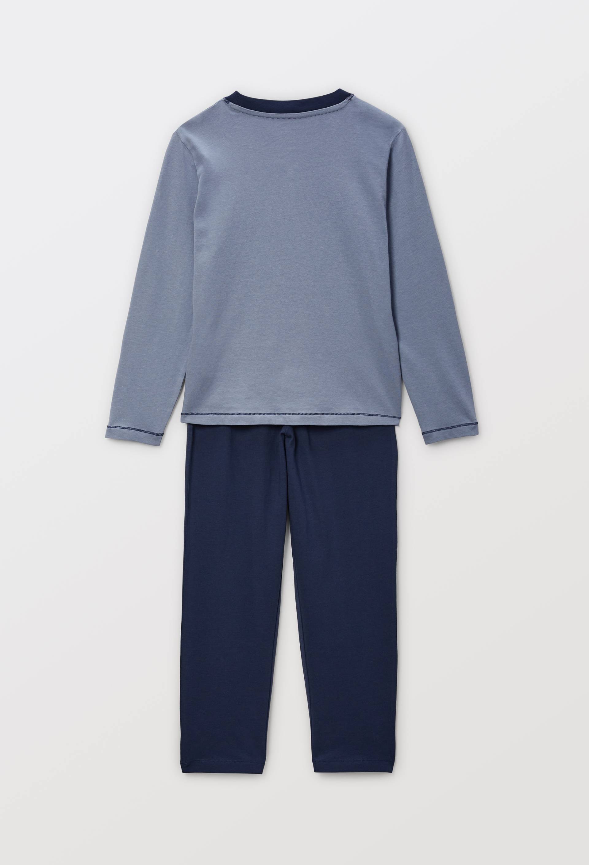 Pyjama manches longues imprim&eacute; en coton bio GOTS, Bleu fonc&eacute;, large image number 2
