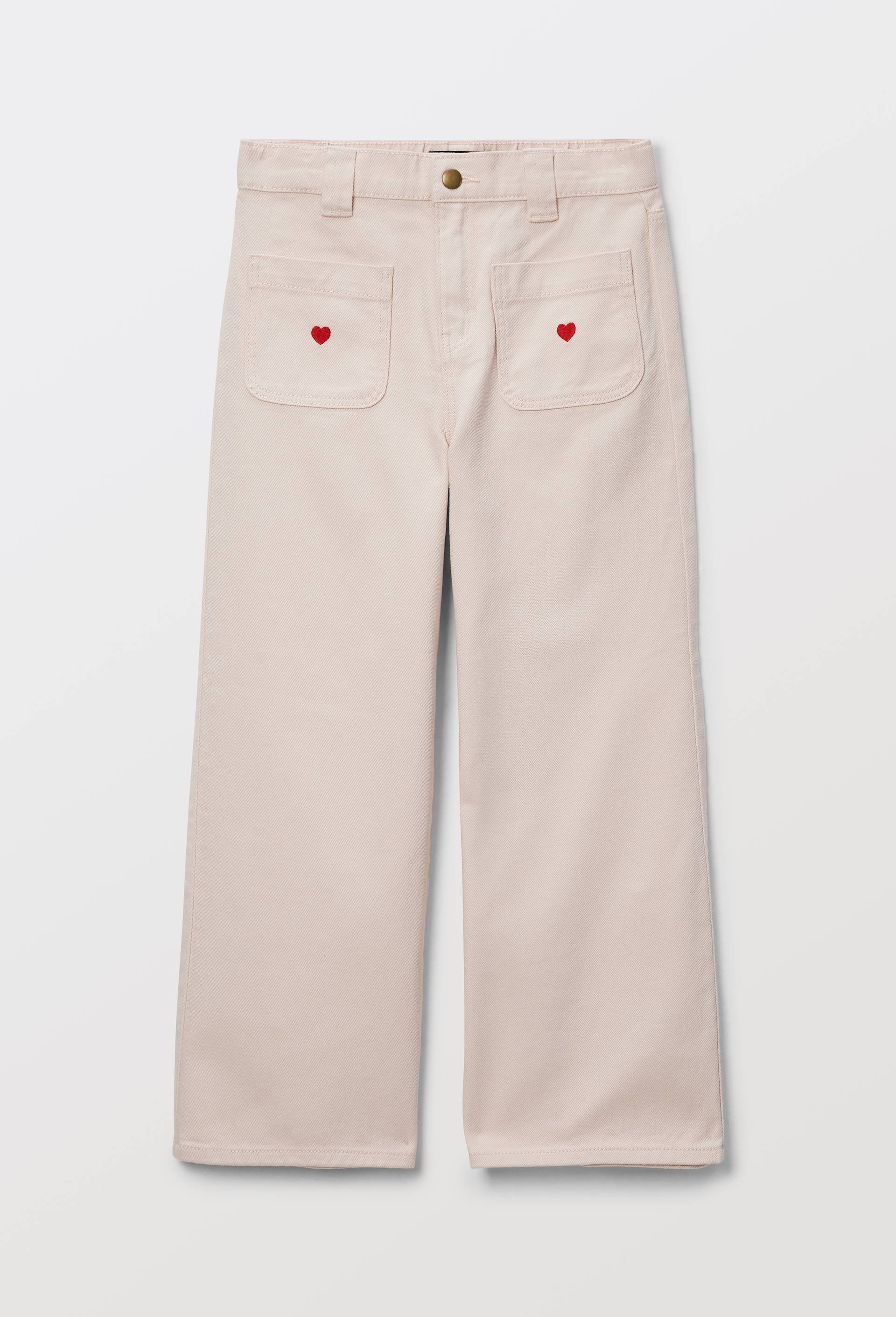 Pantalon large avec broderie  en coton, Rose clair, large image number 1
