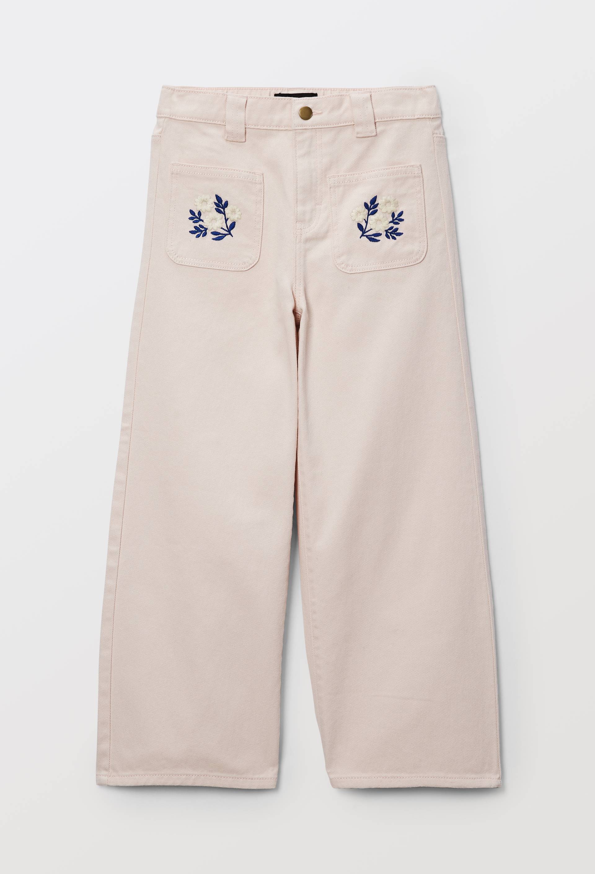 Pantalon &agrave; poches brod&eacute;es en coton, Rose clair, large image number 1