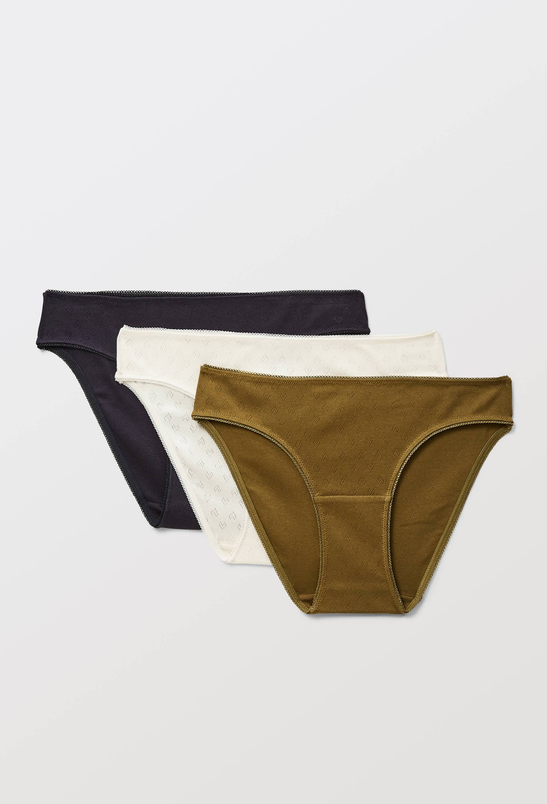 Lot de 3 culottes pointelle MARTA en coton BIO GOTS, Vert fonc&eacute;, large image number 0