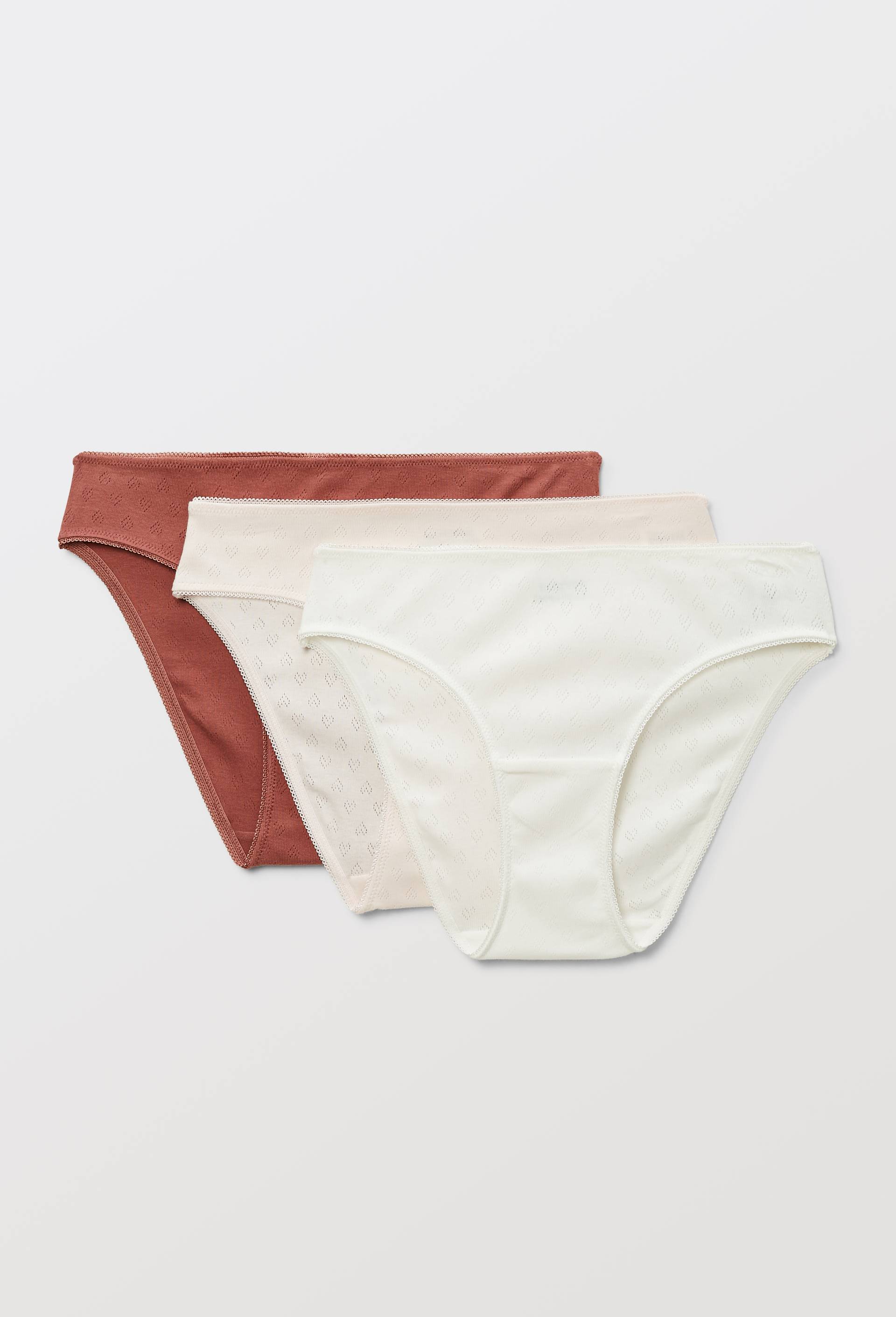 Lot de 3 culottes pointelle MARTA en coton BIO GOTS, Rose fonc&eacute;, large image number 0