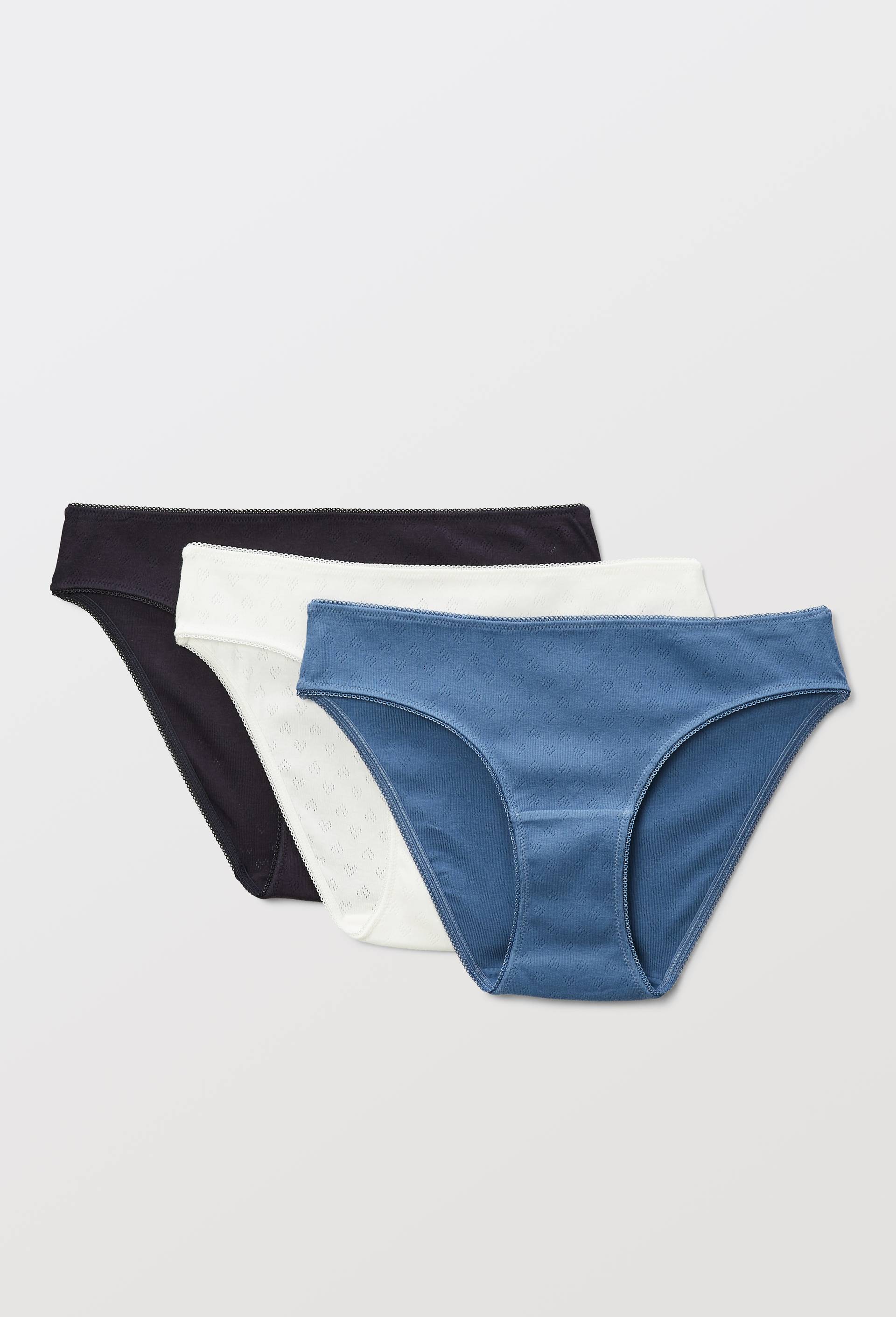 Lot de 3 culottes pointelle MARTA en coton BIO GOTS, Bleu, swatch image
