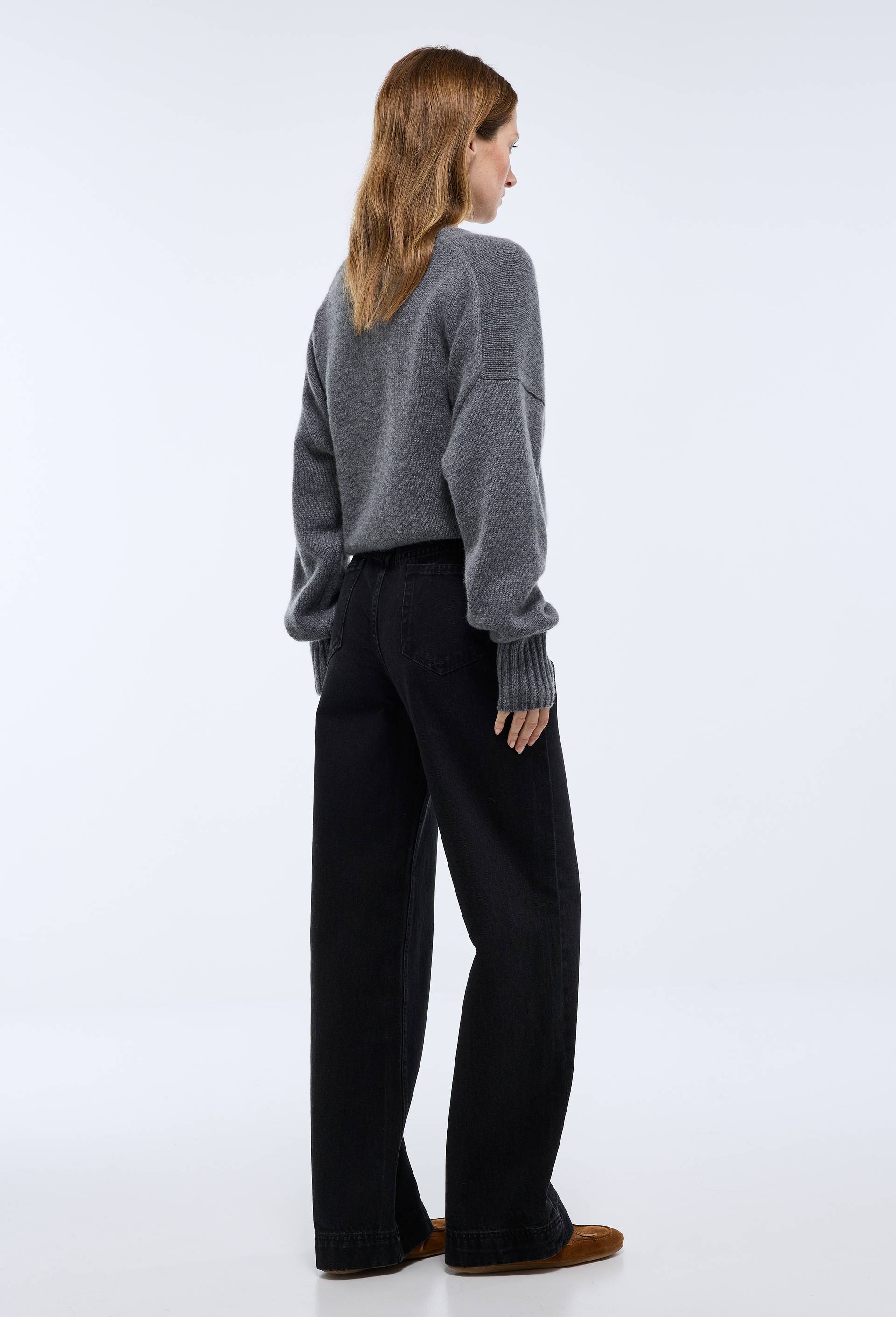 Jean large taille haute gris, Gris fonc&eacute;, large image number 1