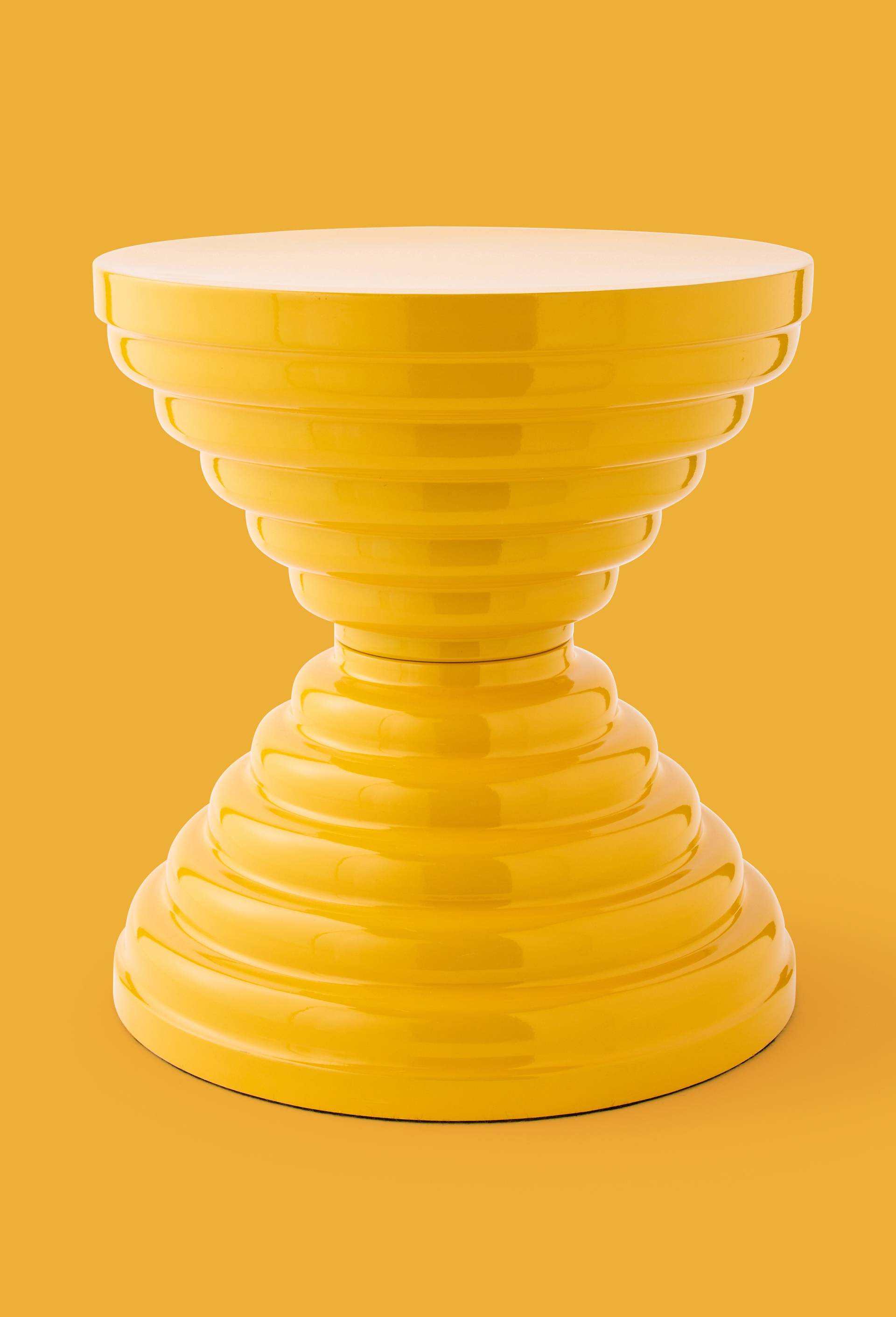 Exclu web - Tabouret en m&eacute;tal, Jean Pierre et Maryvonne Garrault, 44x40 cm - STUDIO PRISUNIC x MONOPRIX, Jaune, large image number 1.0