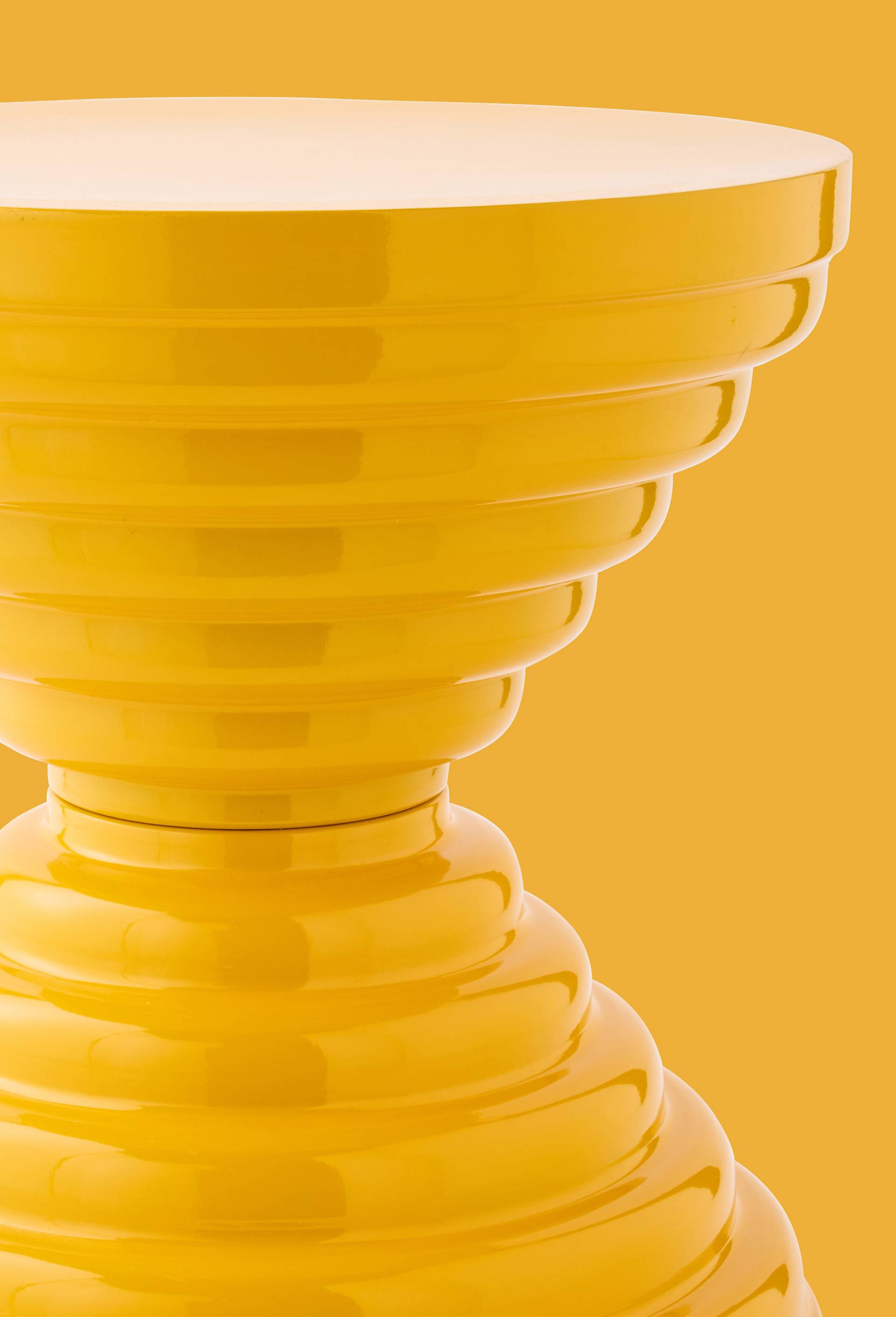 Exclu web - Tabouret en m&eacute;tal, Jean Pierre et Maryvonne Garrault, 44x40 cm - STUDIO PRISUNIC x MONOPRIX, Jaune, large image number 2.0
