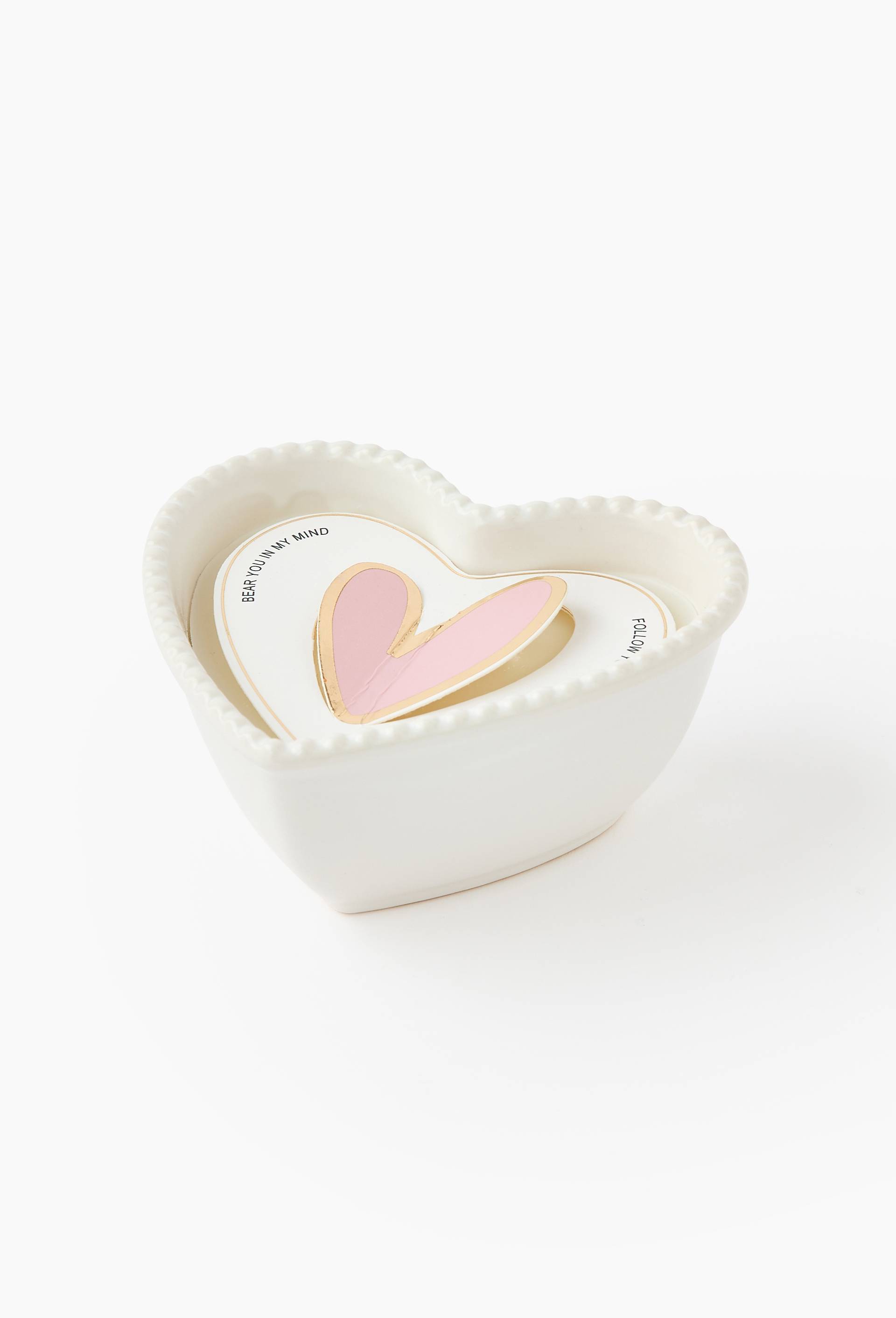 Bougie pot coeur, 12x10.8x5.5cm, en c&eacute;ramique, Blanc, large image number 1.0