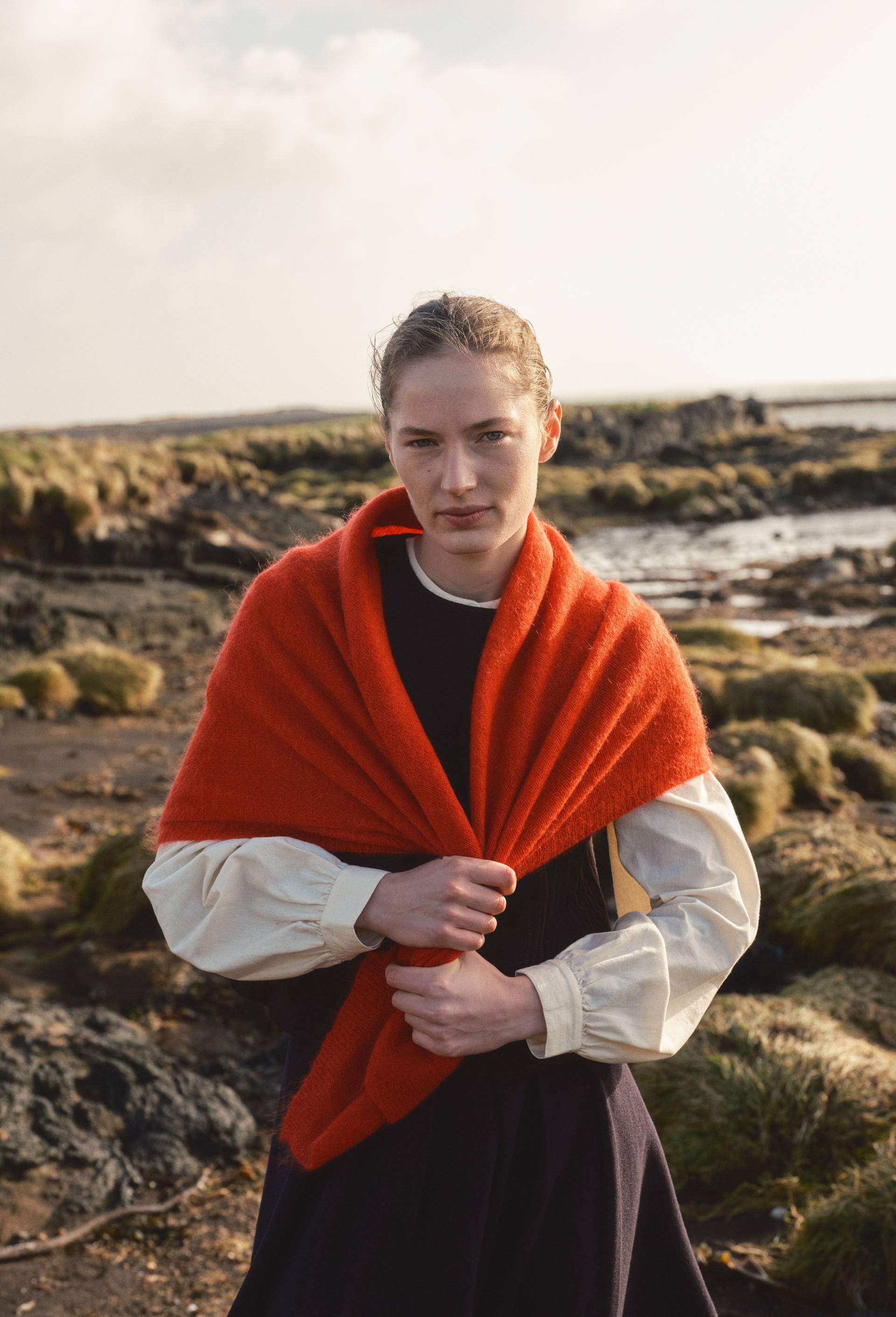 Echarpe contenant de la laine et du mohair, Rouge, swatch image