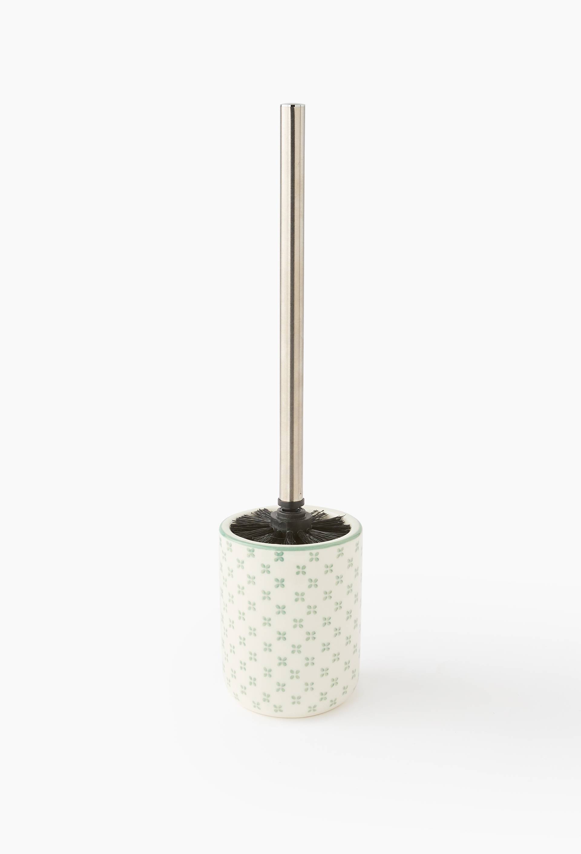 Porte-balai de toilette, 10x39cm, en c&eacute;ramique, Vert, large image number 0.0