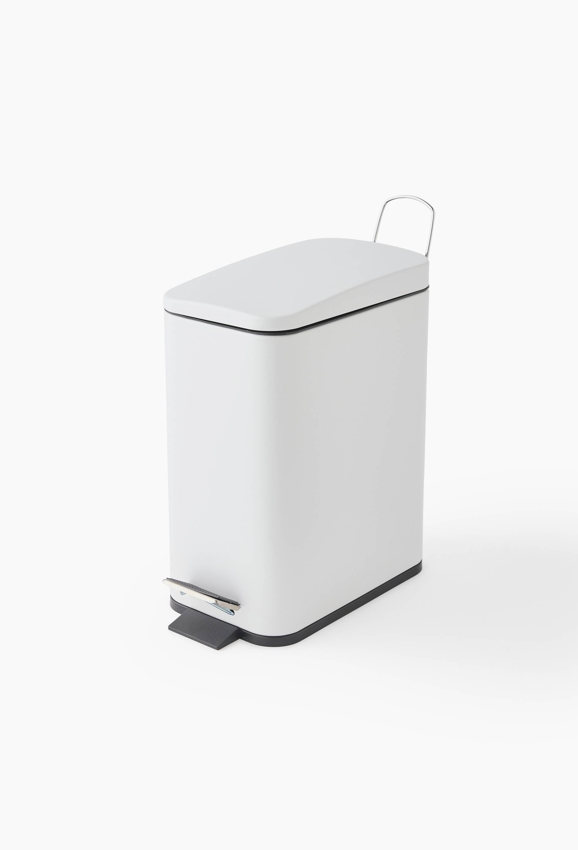 Poubelle rectangulaire, 14x28,5x29,5cm, 3L, en m&eacute;tal, Blanc, large image number 0