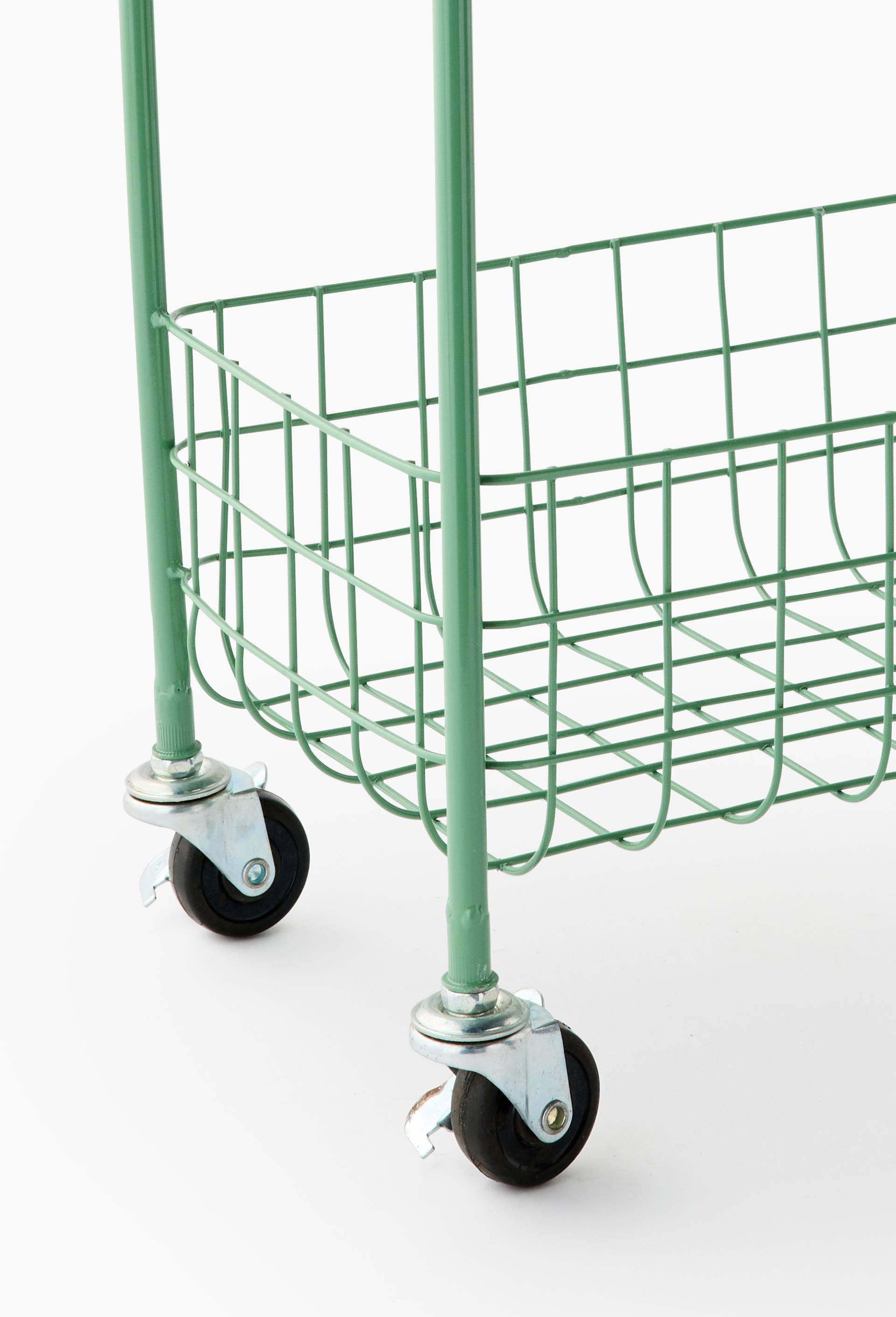 Etag&egrave;re &agrave; roulettes, 33,5x20xH52cm, en m&eacute;tal, Vert, large image number 1