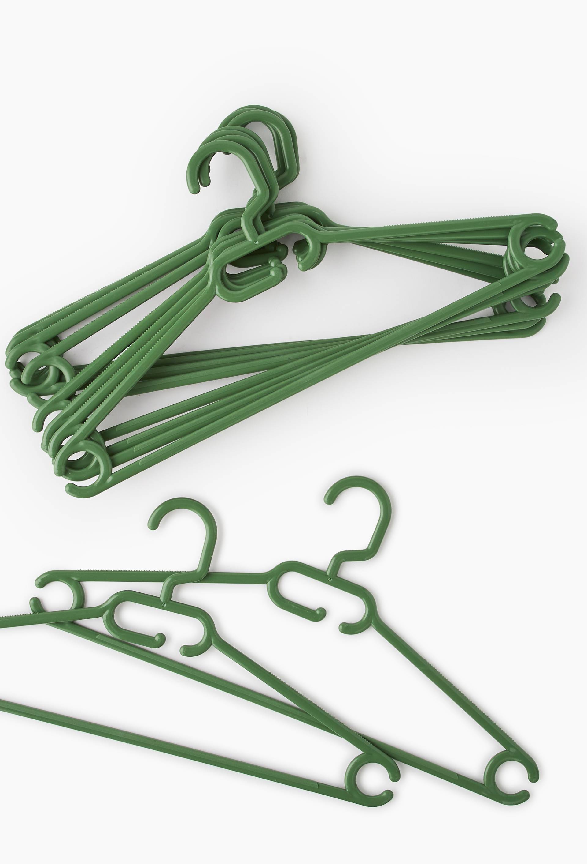 Lot de 10 cintres, en plastique, Fabriqu&eacute; en France, Vert, large image number 1