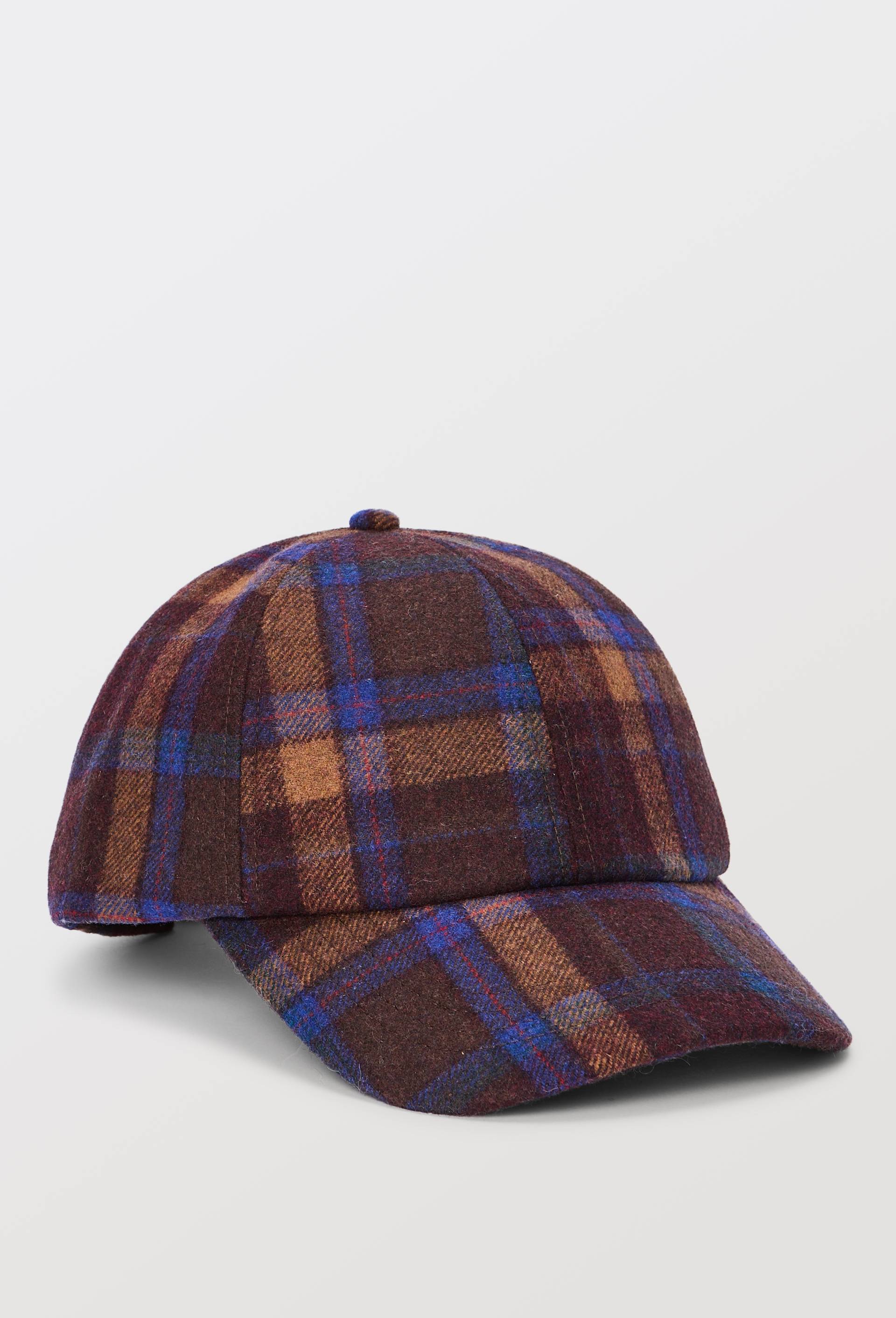 Casquette &agrave; carreaux contenant de la laine, Brun fonc&eacute;, swatch image