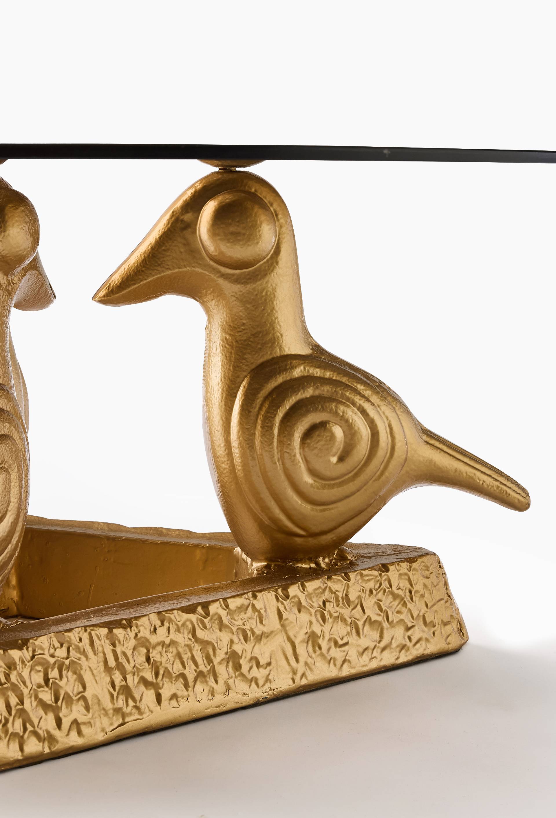 Exclu web - Table basse &agrave; pieds oiseau en m&eacute;tal et verre, 70x34 cm - MAISON CH&Acirc;TEAU ROUGE x MONOPRIX, Multicolore, large image number 2