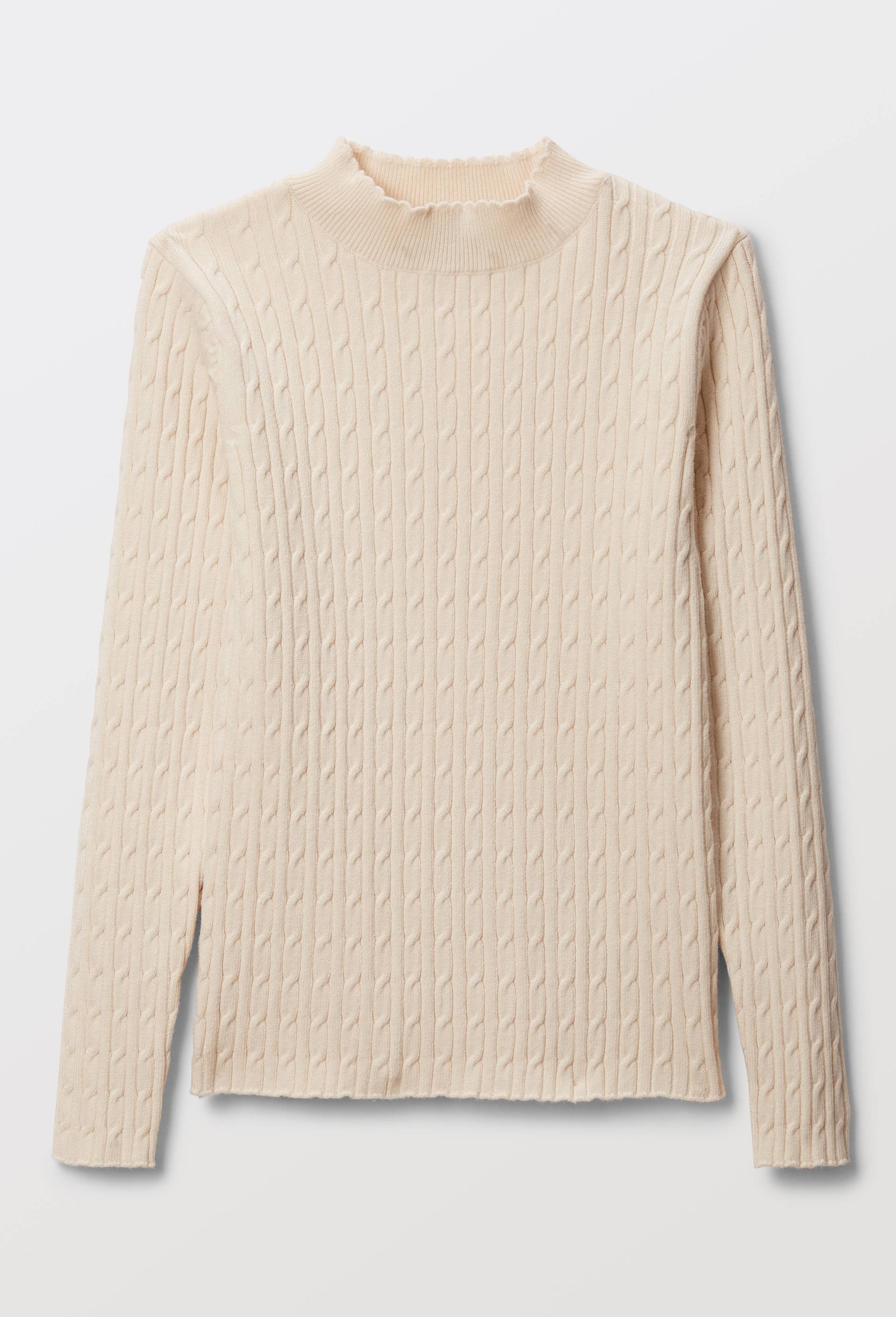 Sous pull uni &agrave; col montant torsad&eacute;, Ecru, swatch image