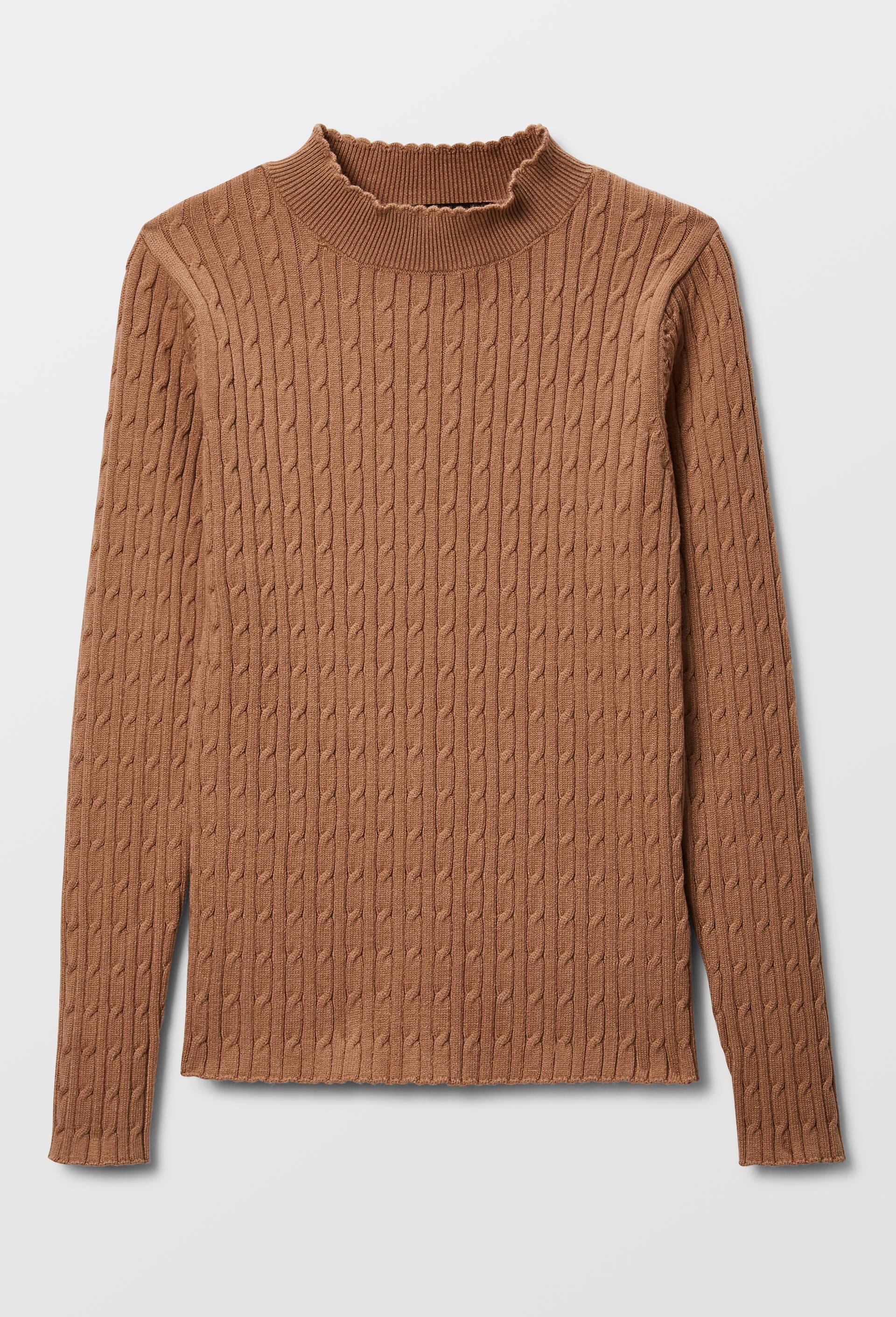 Sous pull uni &agrave; col montant torsad&eacute;, Beige, swatch image