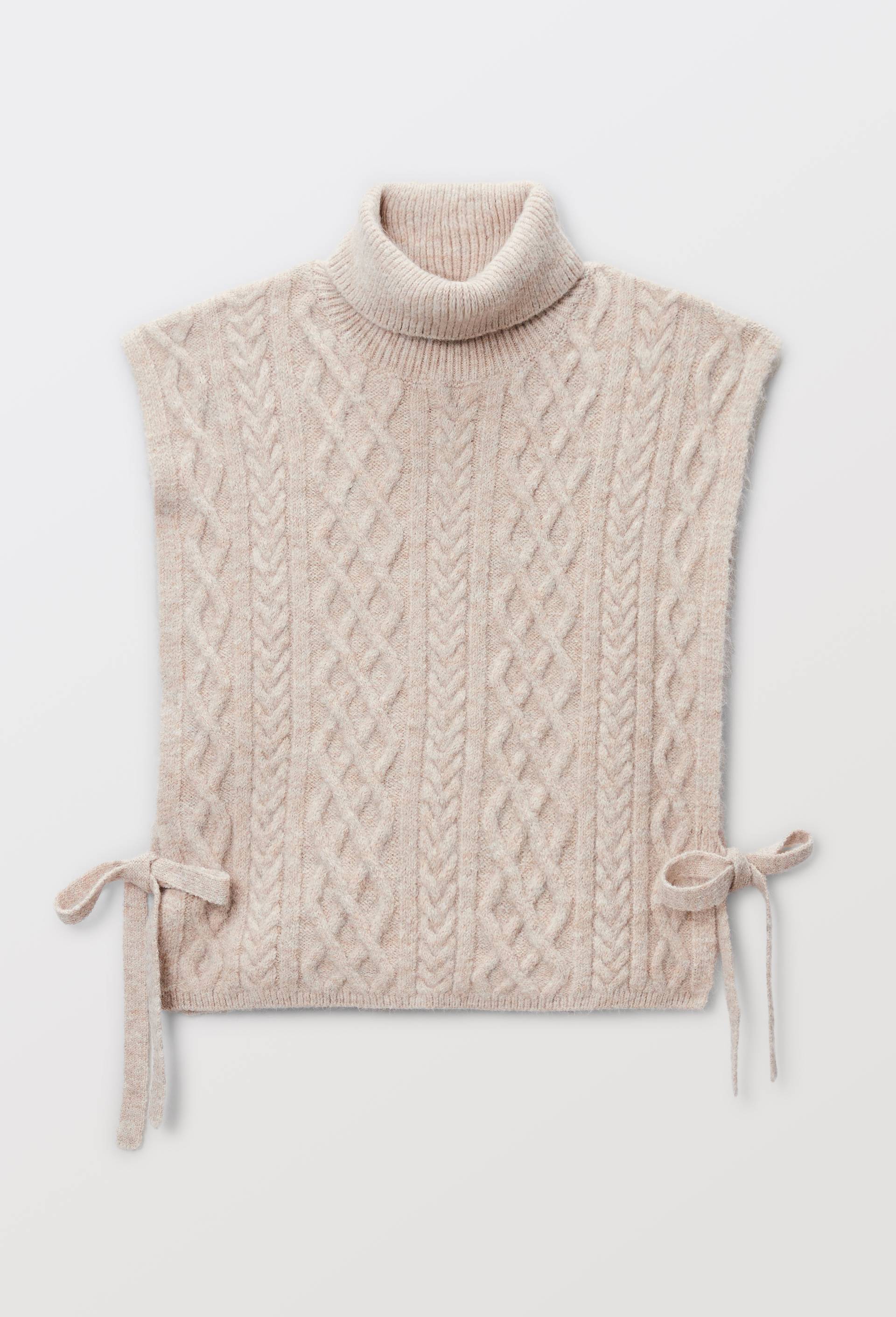 Col roul&eacute; plastron sans manches, Beige clair, large image number 2