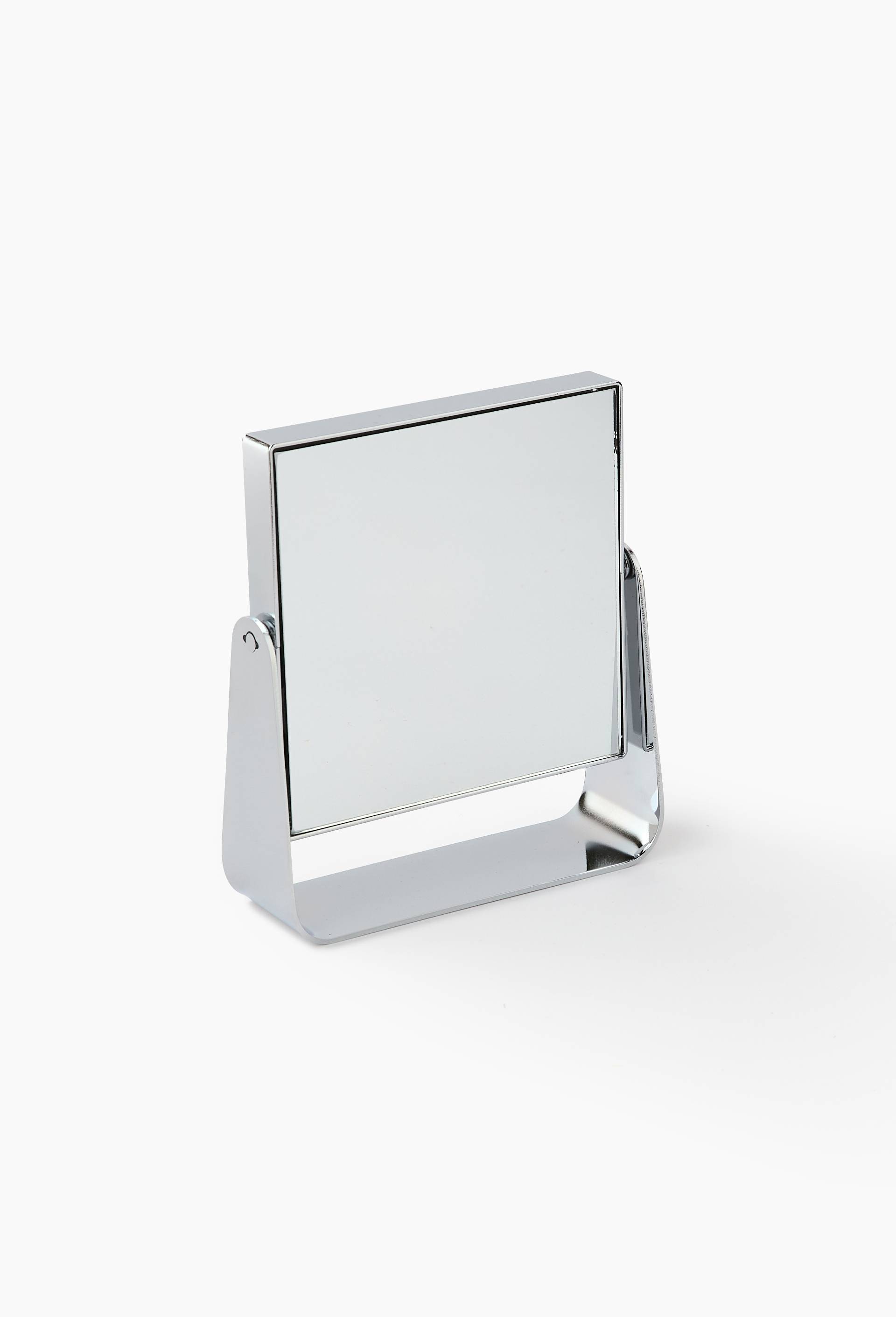 Miroir carr&eacute;, 14x4,5x16cm, en m&eacute;tal, grossissant x5, Argent, large image number 0