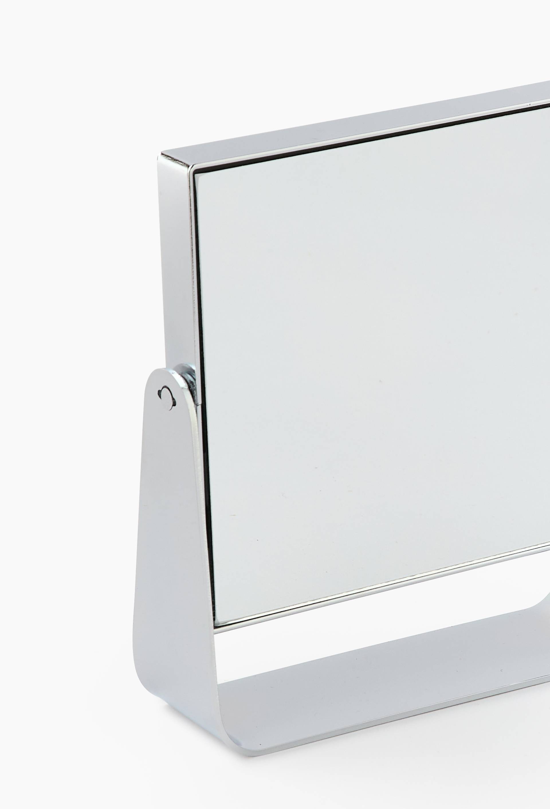 Miroir carr&eacute;, 14x4,5x16cm, en m&eacute;tal, grossissant x5, Argent, large image number 1