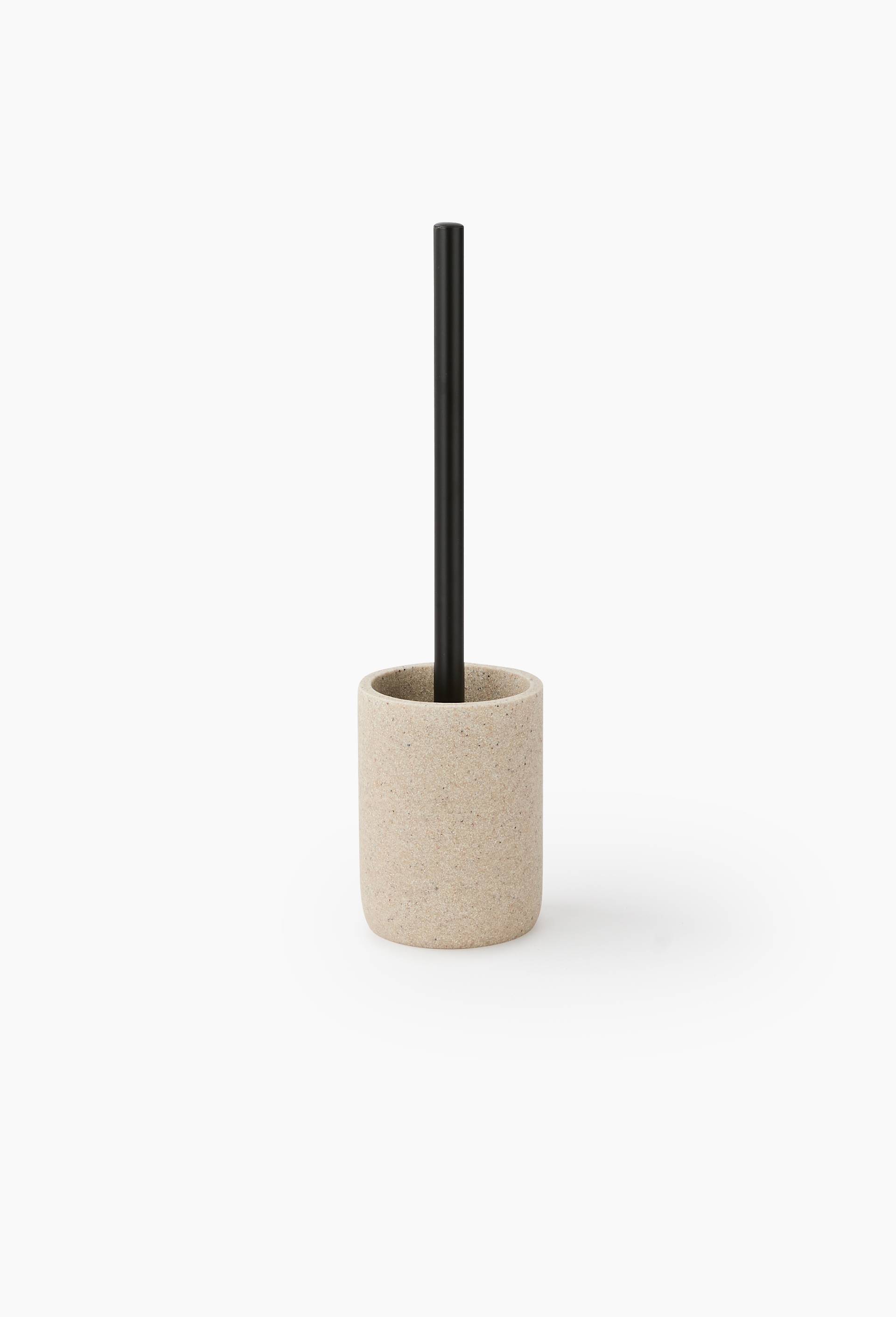 Porte-balai de toilette, 37x9.6cm, polyr&eacute;sine mouchet&eacute;e, Beige, swatch image