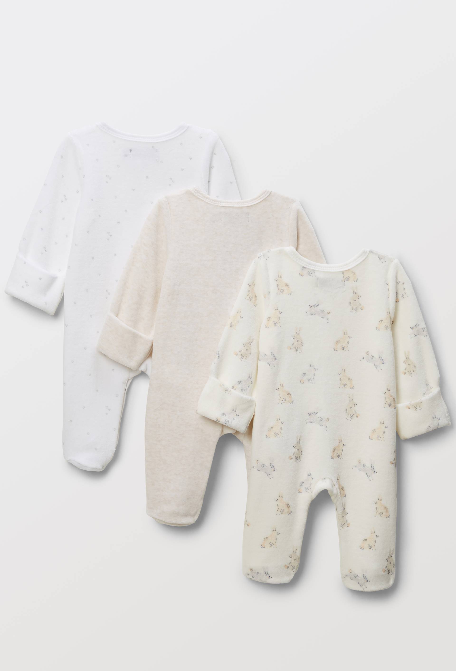 Lot de 3 dors-biens en velours en coton BIO GOTS, Ecru, large image number 1.0