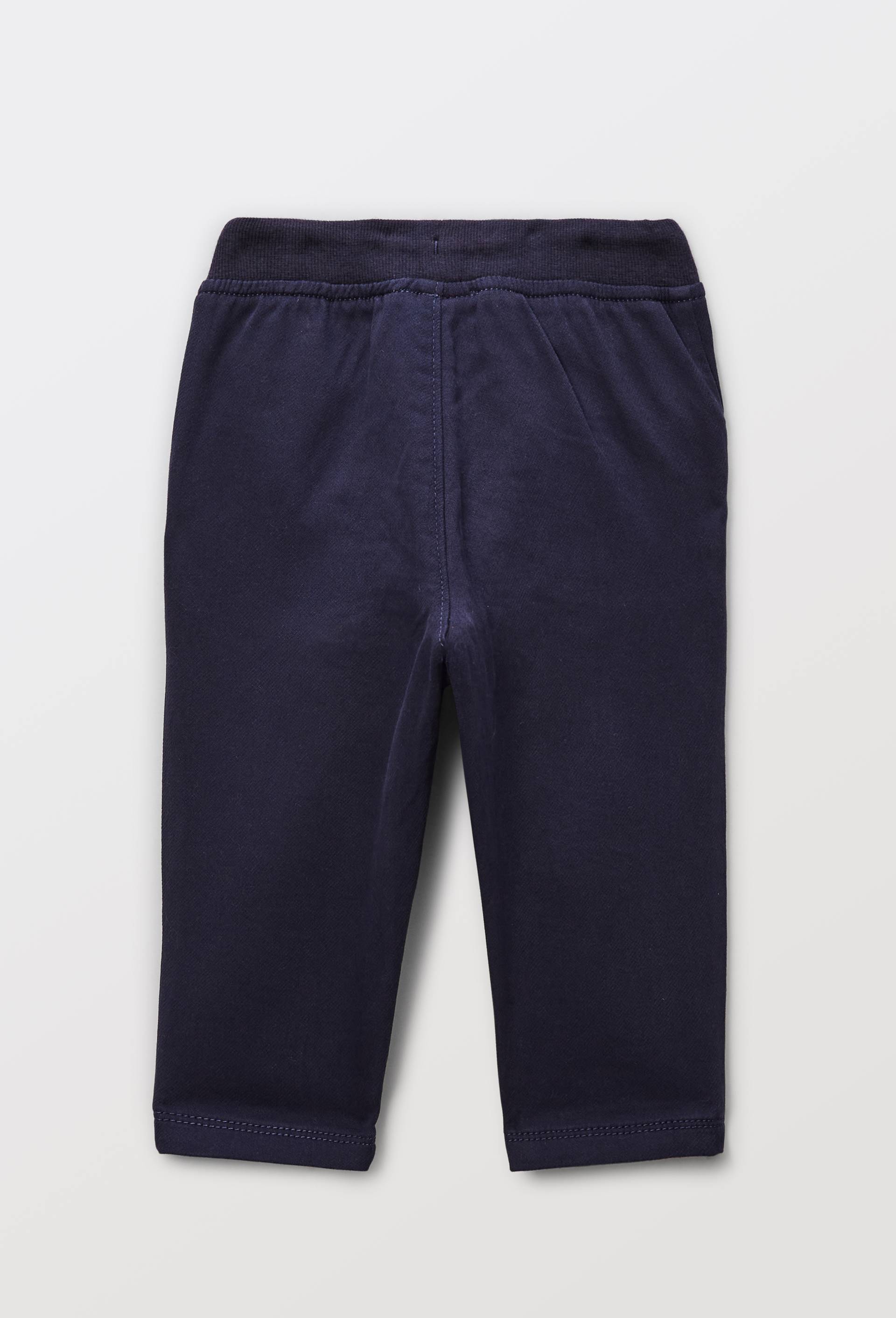 Pantalon uni en maille contenant du coton, Bleu fonc&eacute;, large image number 1
