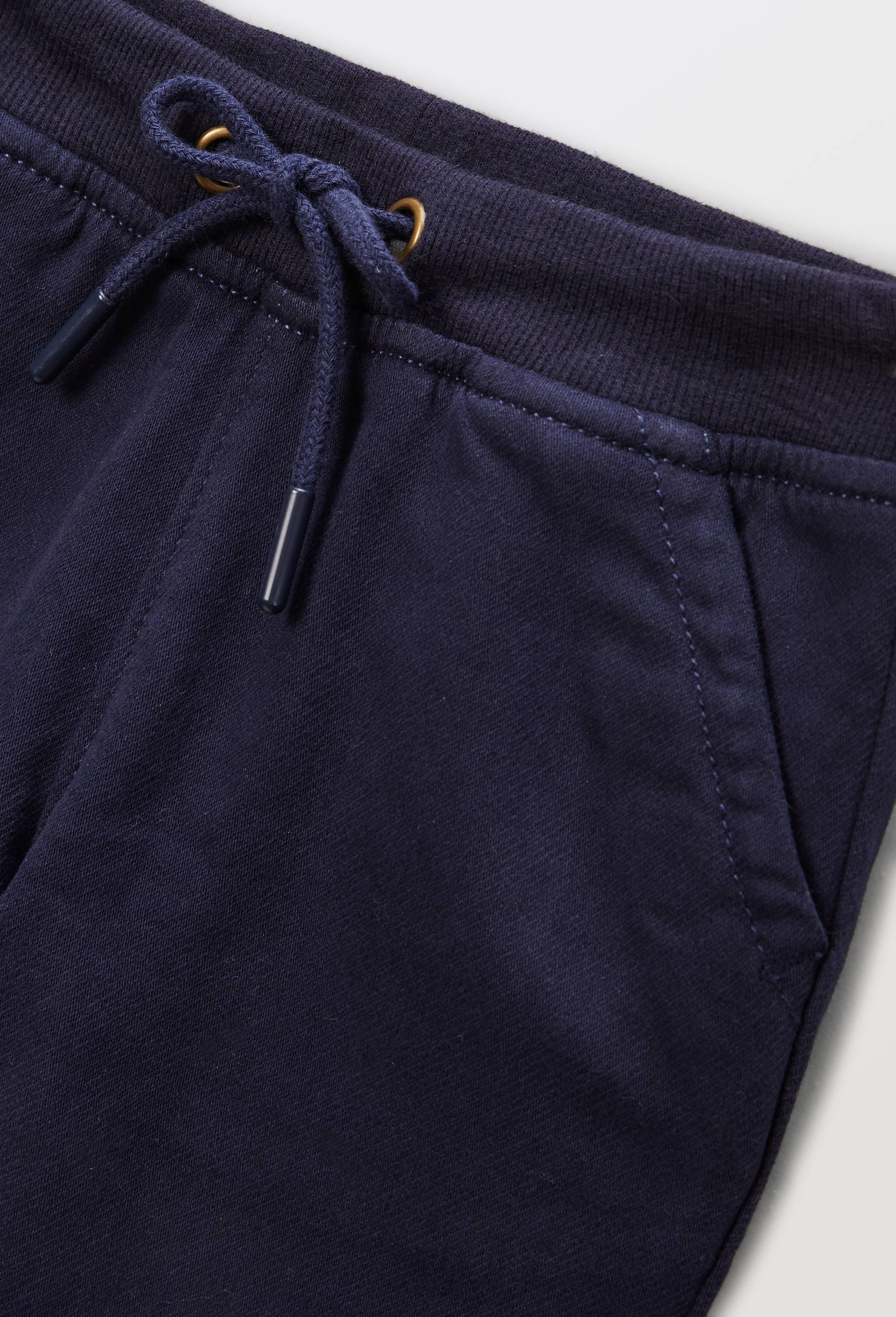 Pantalon uni en maille contenant du coton, Bleu fonc&eacute;, large image number 2